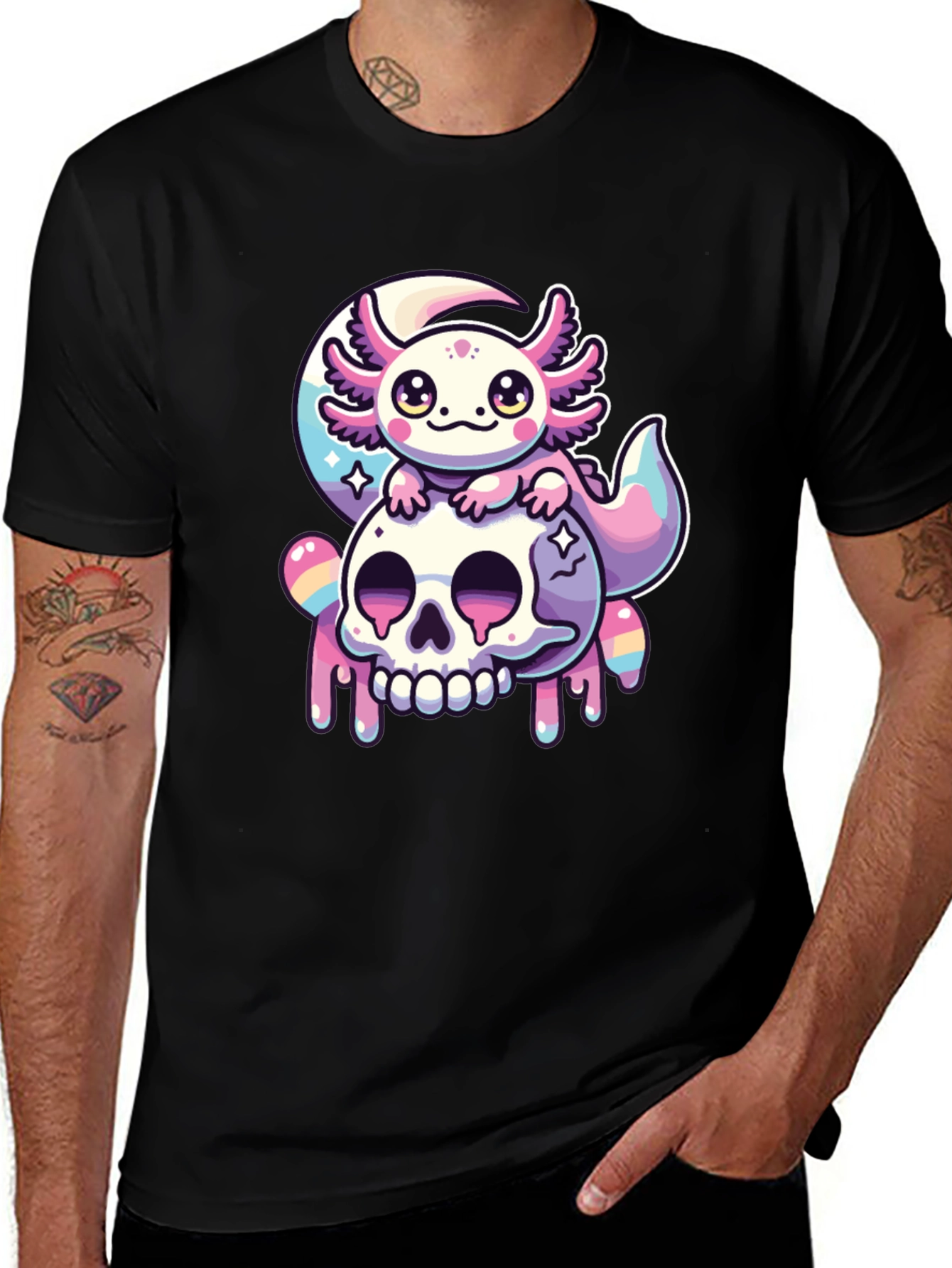 Variant 16 of Axolotl on Skull Graphic Tee