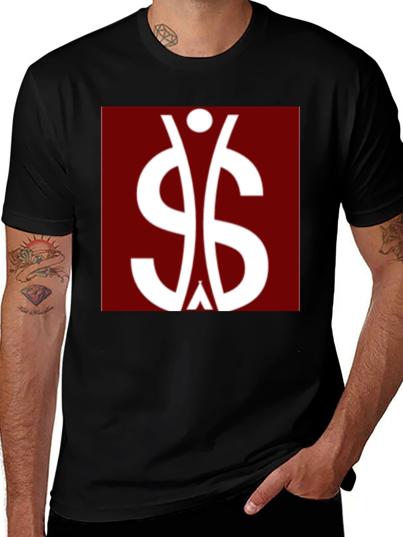 Variant 4 of Abstract Symbol Graphic Print Black T-Shirt