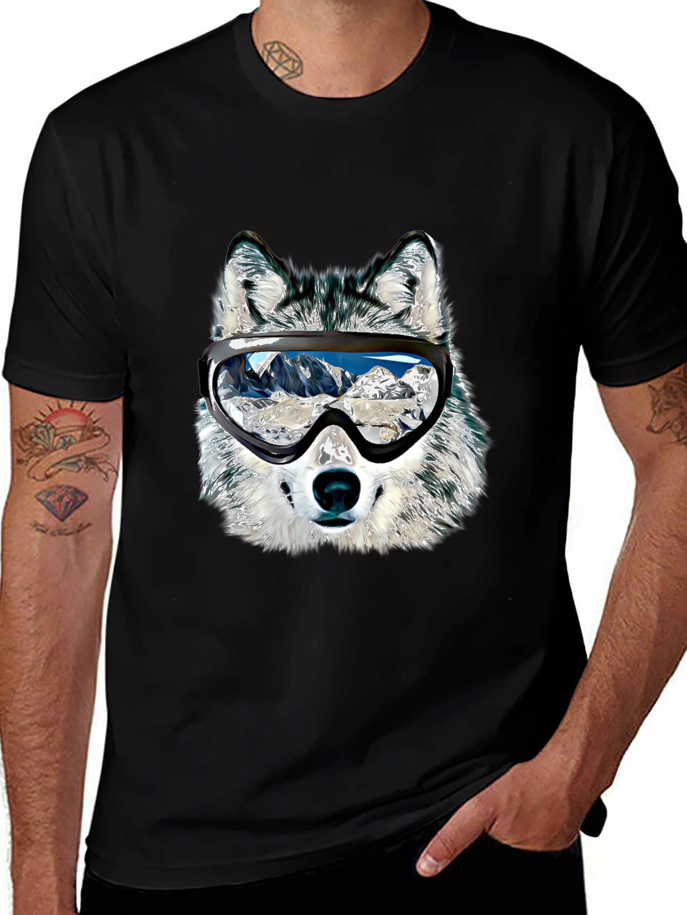 Variant 10 of Wolf Ski Goggles Graphic Tee