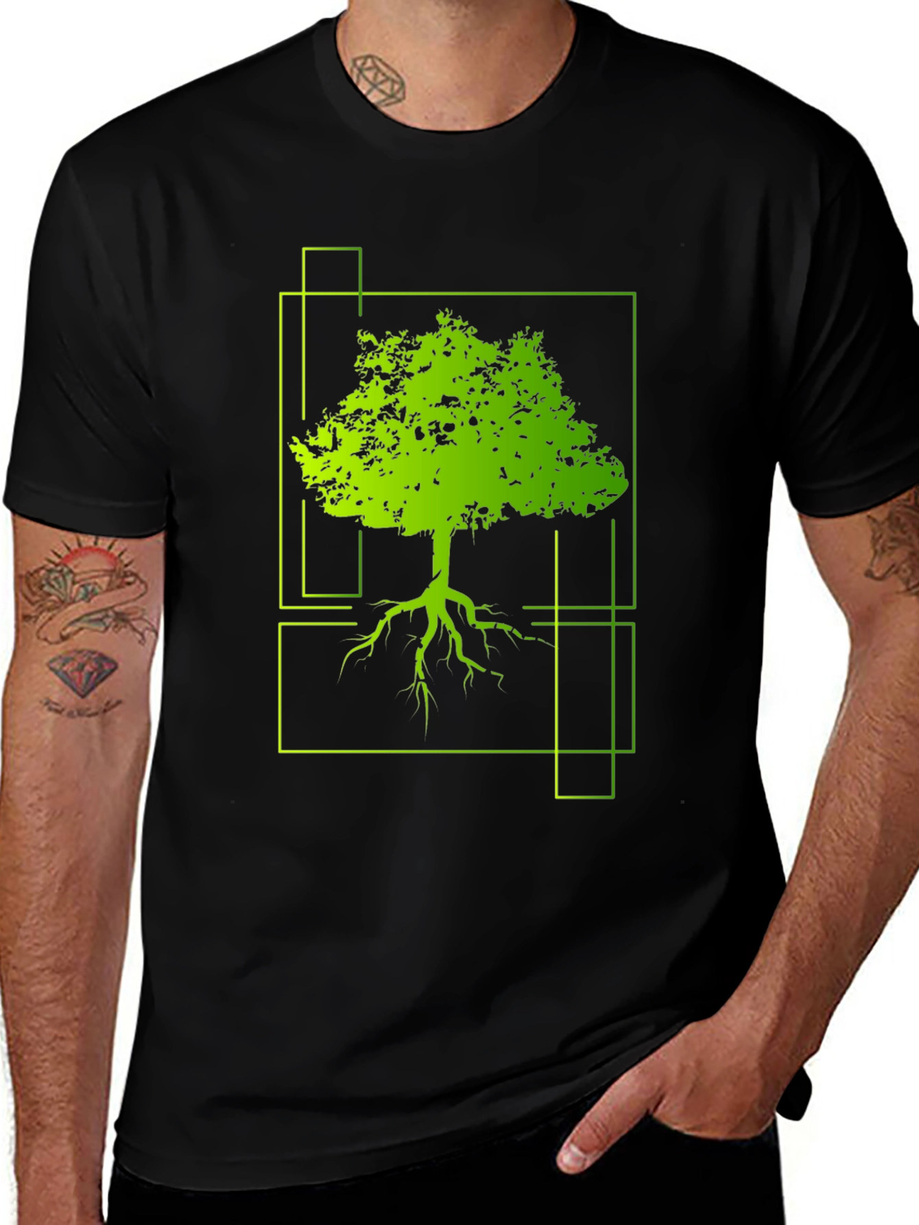 Variant 21 of Men's Tree Graphic Tee - Modern Nature Design