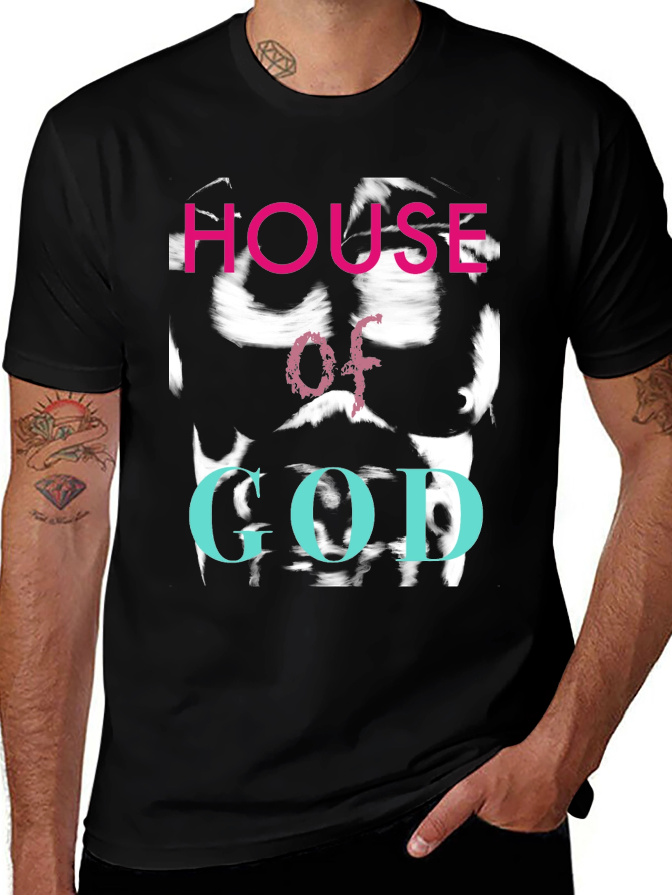 Black House of God Graphic Tee - Edgy Streetwear main image