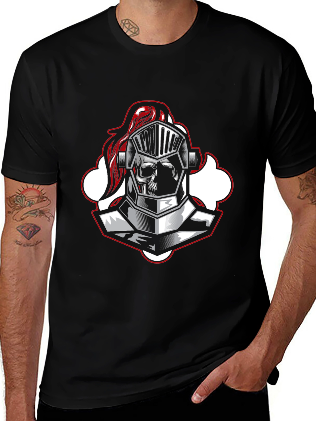 Variant 14 of Knight Skull Graphic Tee - Black