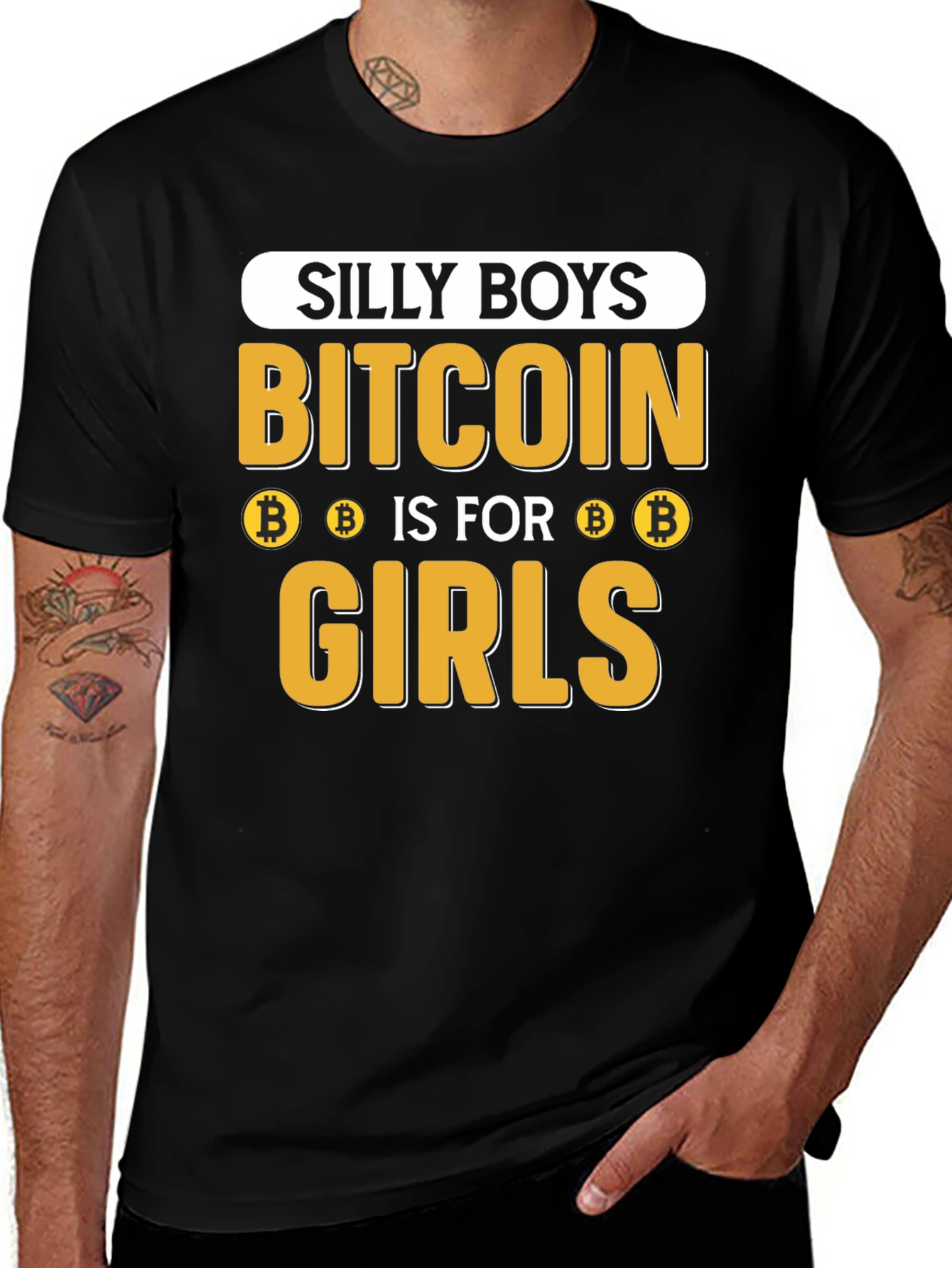 Variant 22 of Silly Boys Bitcoin is for Girls Black Graphic Tee