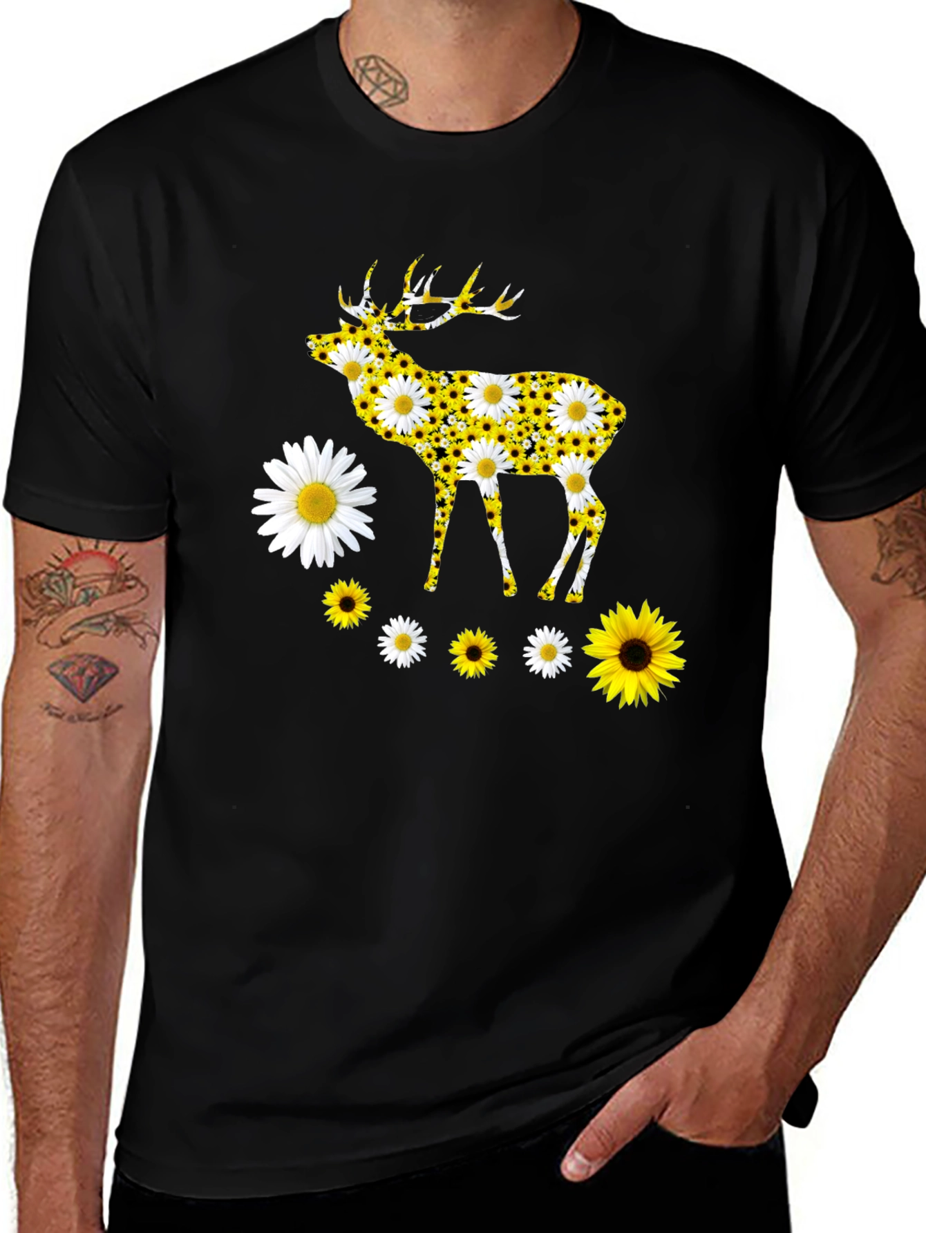 Variant 30 of Floral Deer Graphic Tee - Nature Inspired Shirt