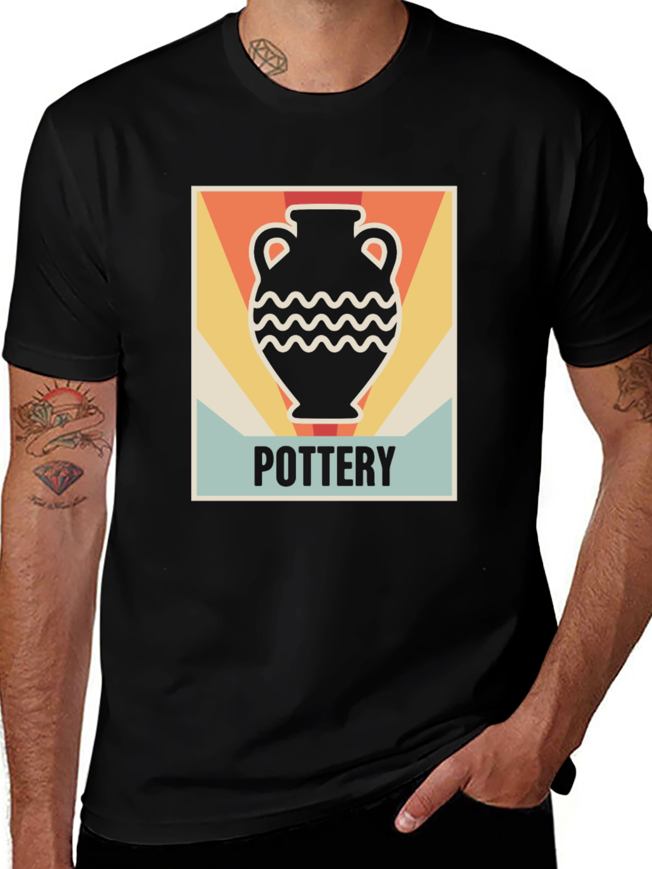 Variant 4 of Pottery Vase Graphic T-Shirt - Retro Style