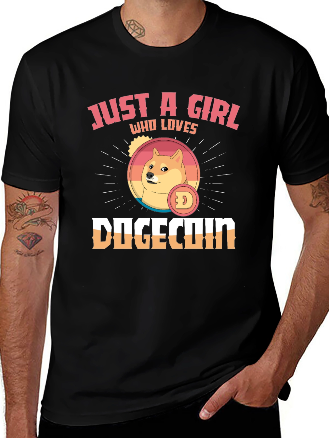 Variant 9 of Just A Girl Who Loves Dogecoin Black T-Shirt