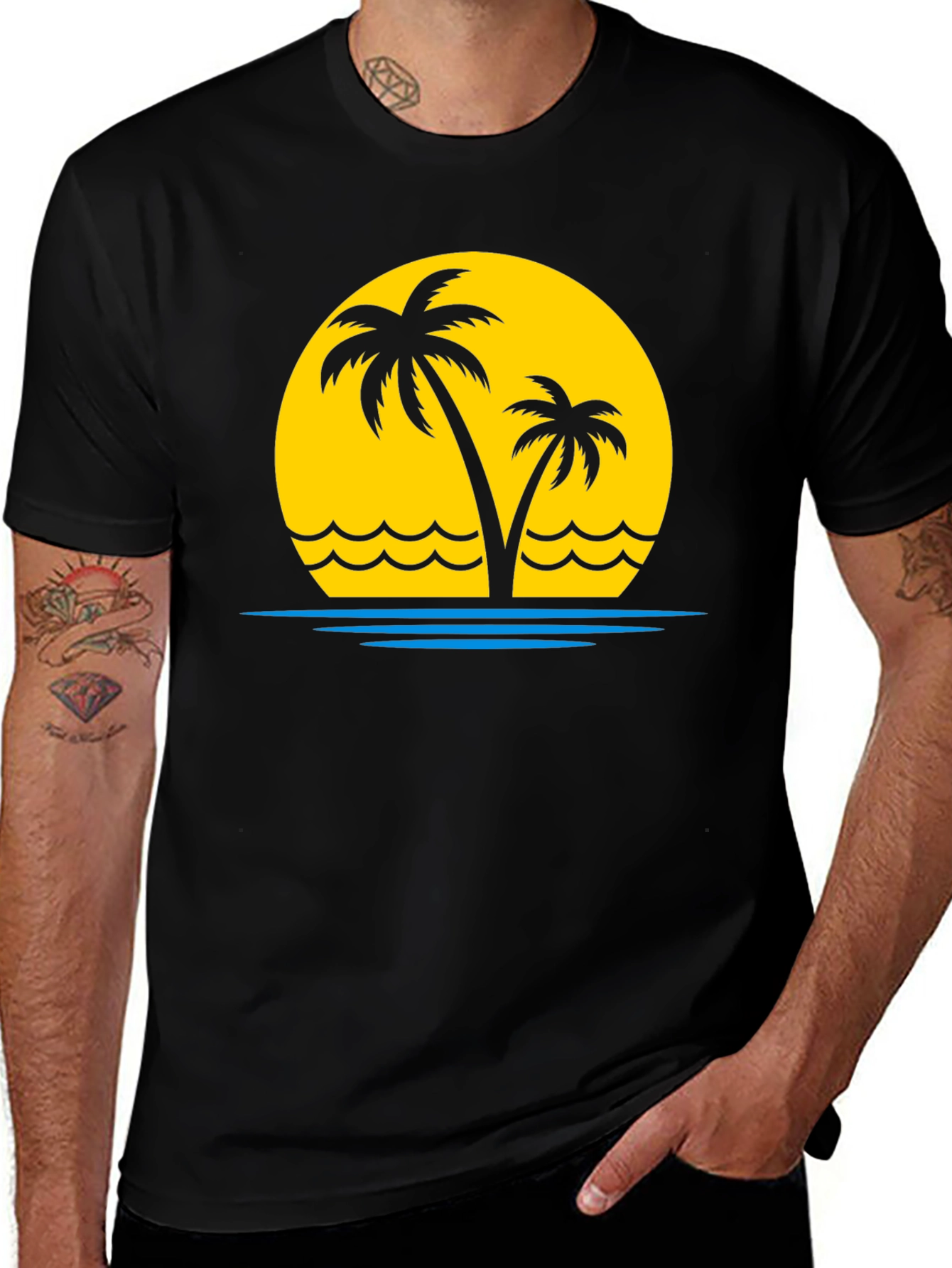 Variant 28 of Tropical Sunset Palm Tree Graphic Tee