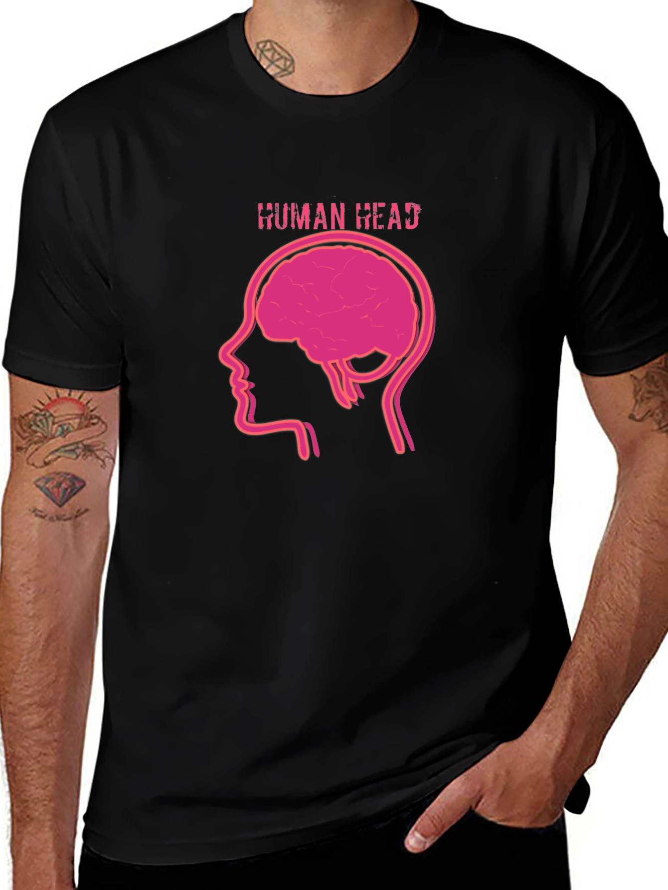 Variant 13 of Human Head Brain Graphic T-Shirt - Black