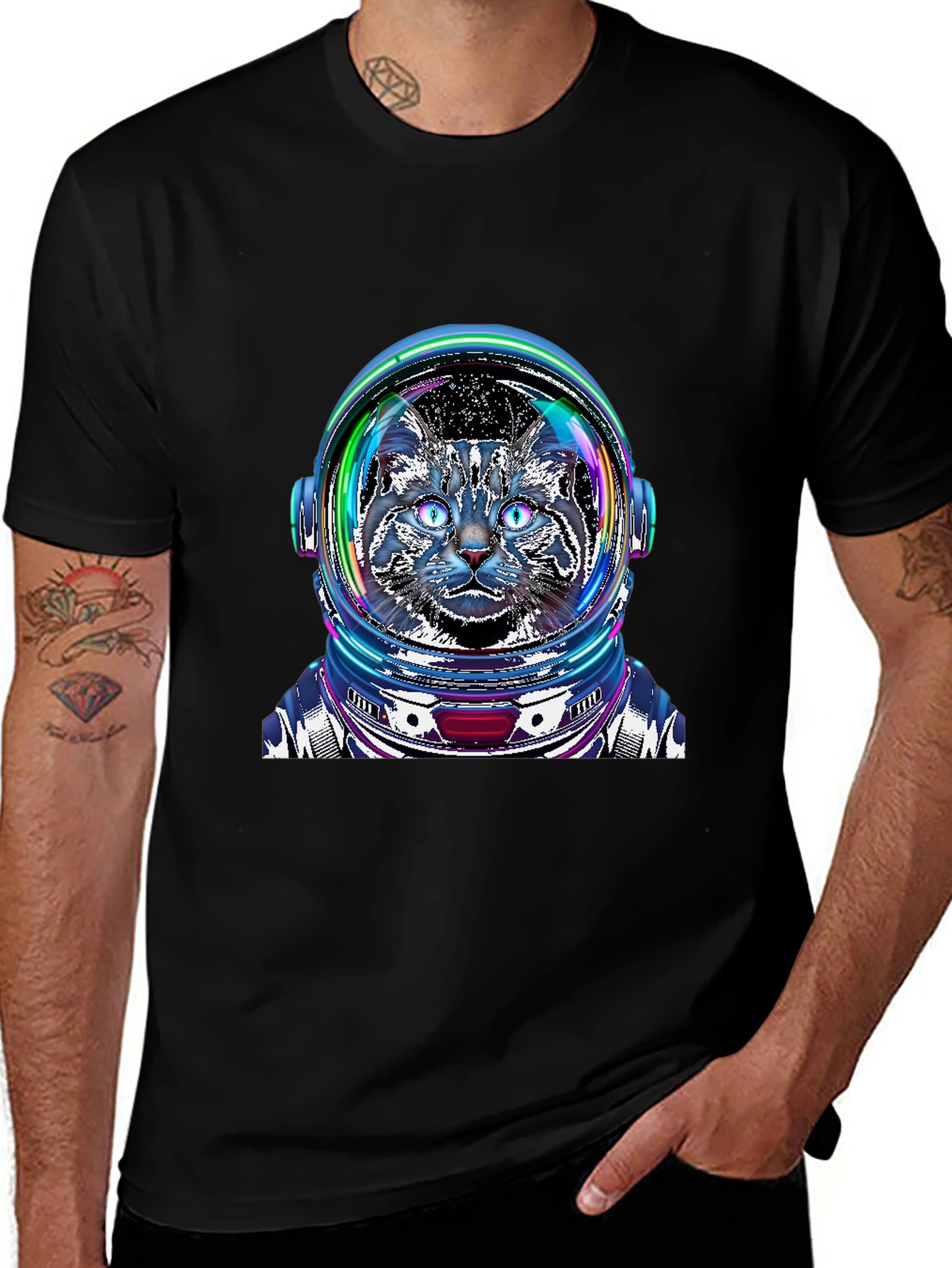Variant 17 of Cosmic Cat Astronaut T-Shirt - Galaxy Pet Tee