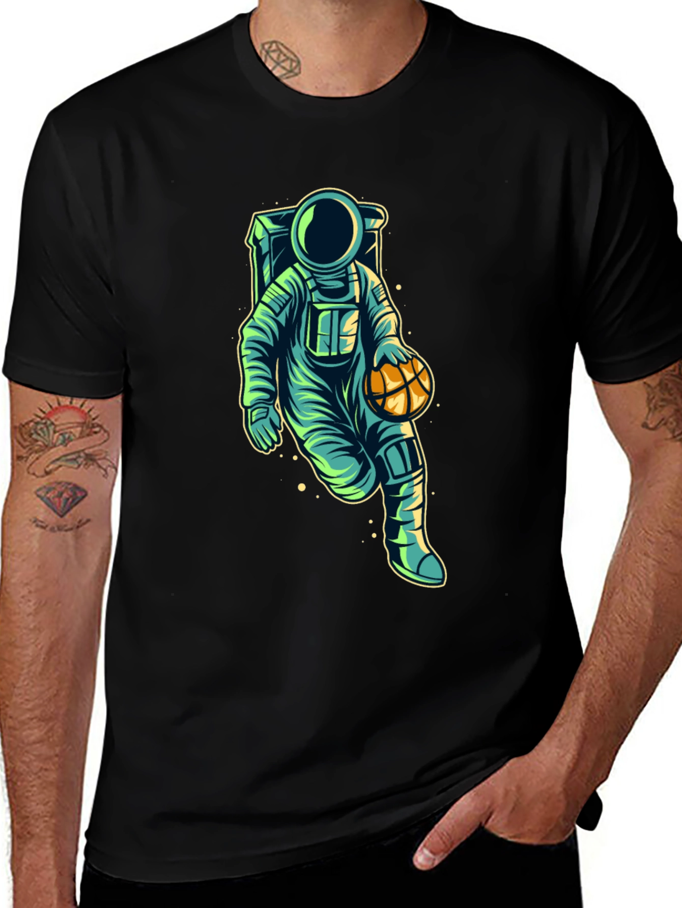 Variant 26 of Astronaut Basketball Graphic Tee - Cool Space T-Shirt