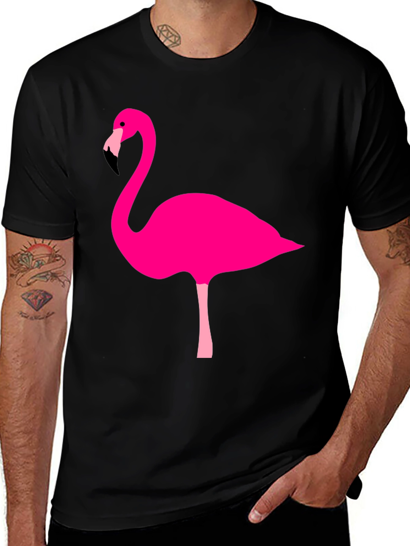 Variant 24 of Flamingo Graphic Tee - Black Cotton Casual Shirt