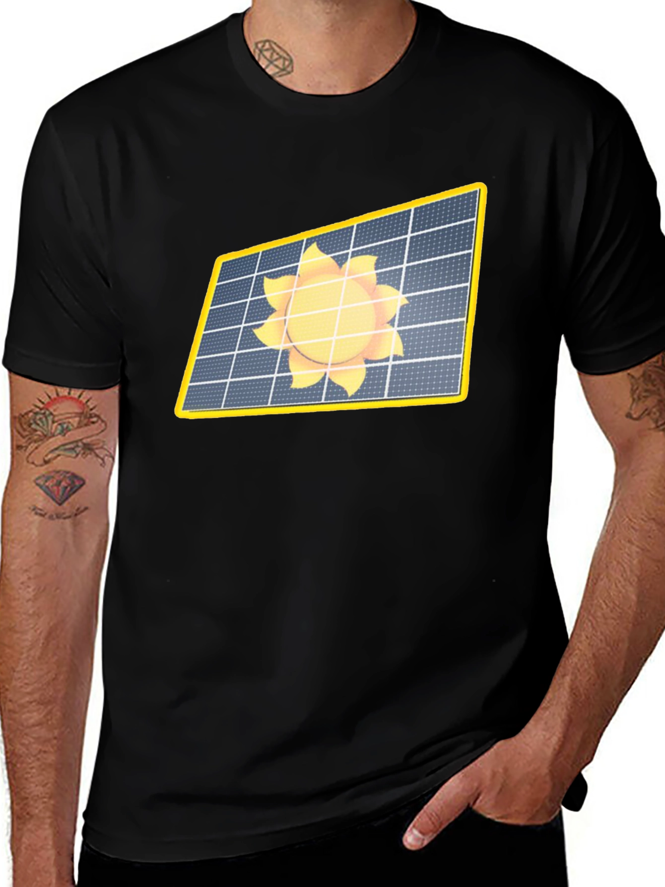 Variant 10 of Solar Panel Sun Graphic Black T-Shirt