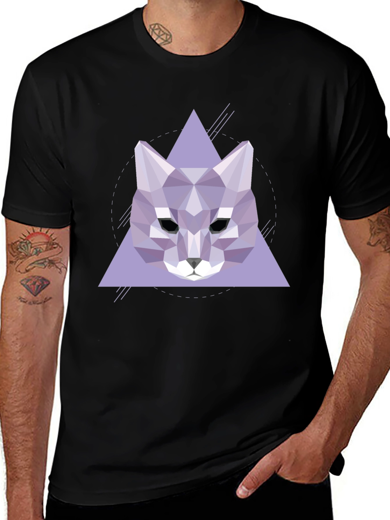 Variant 10 of Geometric Wolf Graphic Tee - Stylish Black T-Shirt