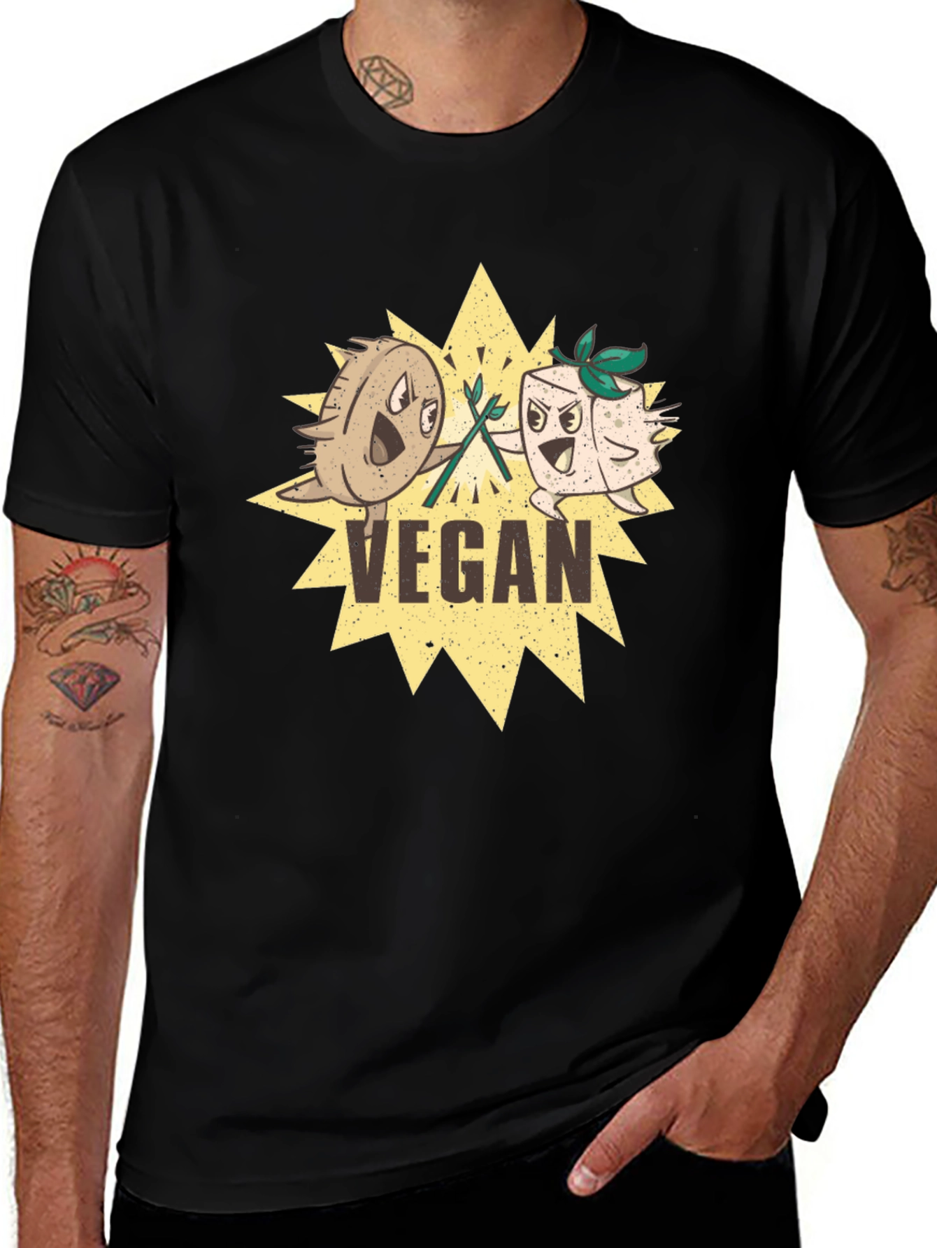 Variant 8 of Vegan T-Shirt: Tofu vs Potato Food Fight!