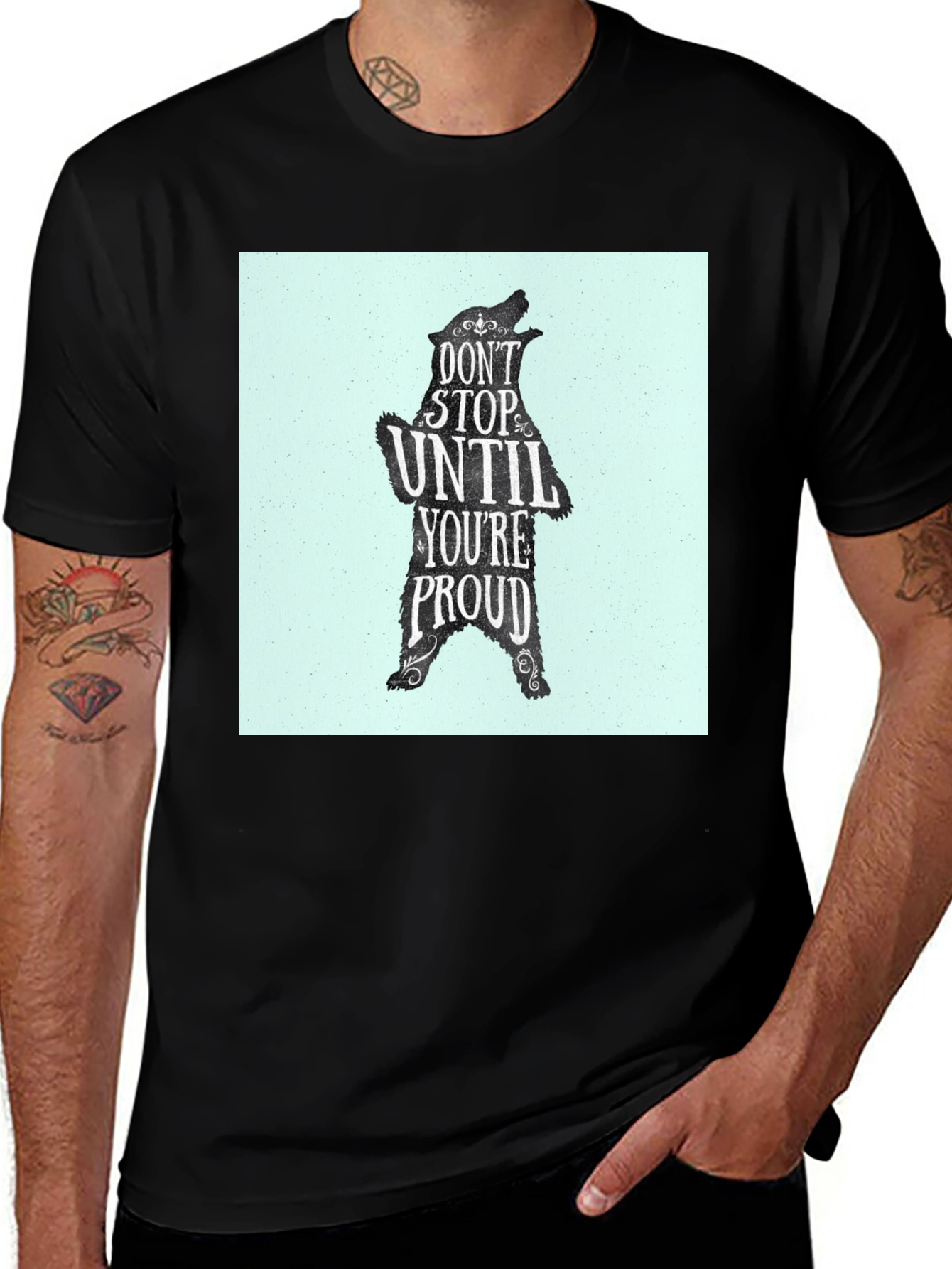 Variant 10 of Motivational Bear Graphic Tee - Don't Stop Until Proud!