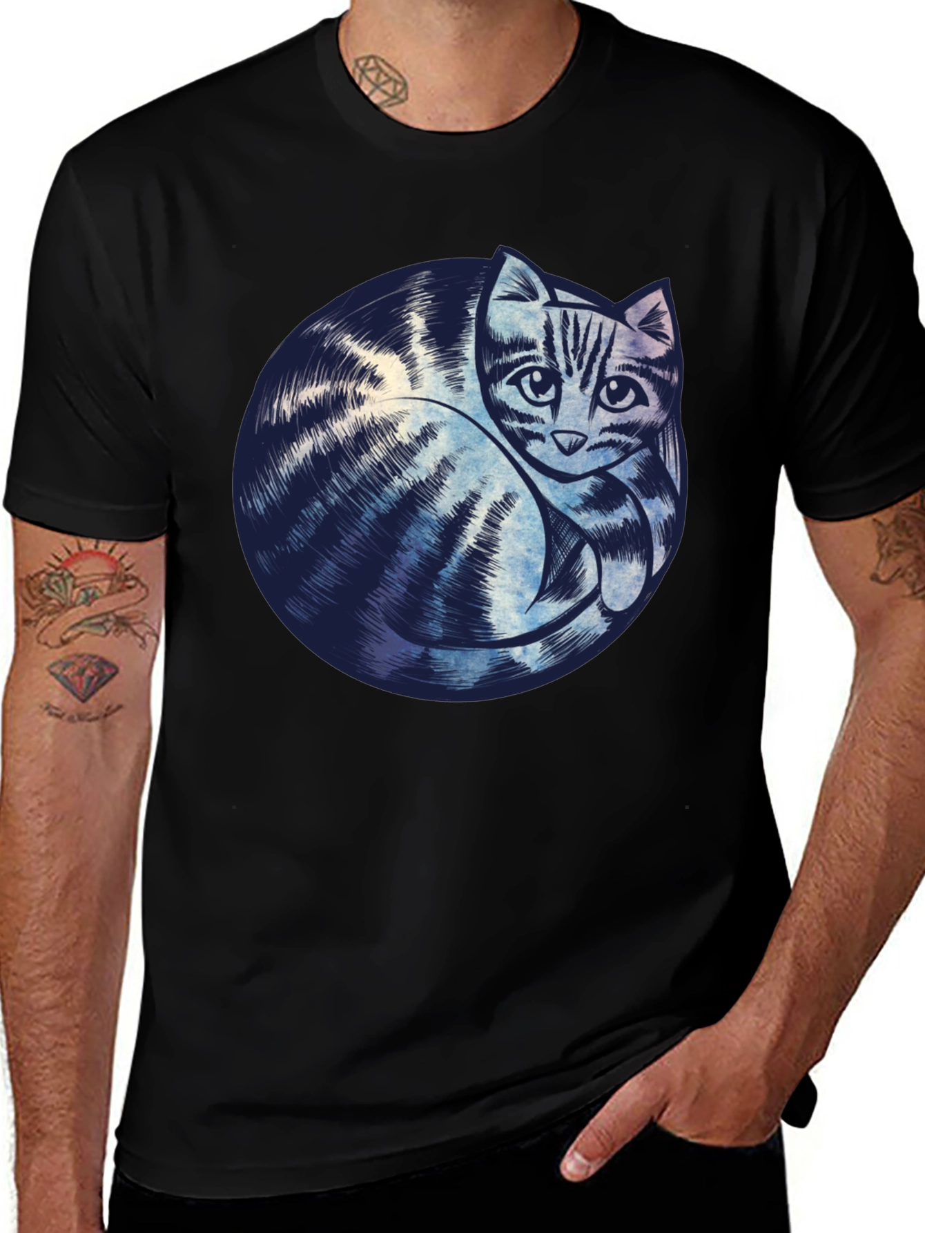 Variant 21 of Cat Graphic Black T-Shirt