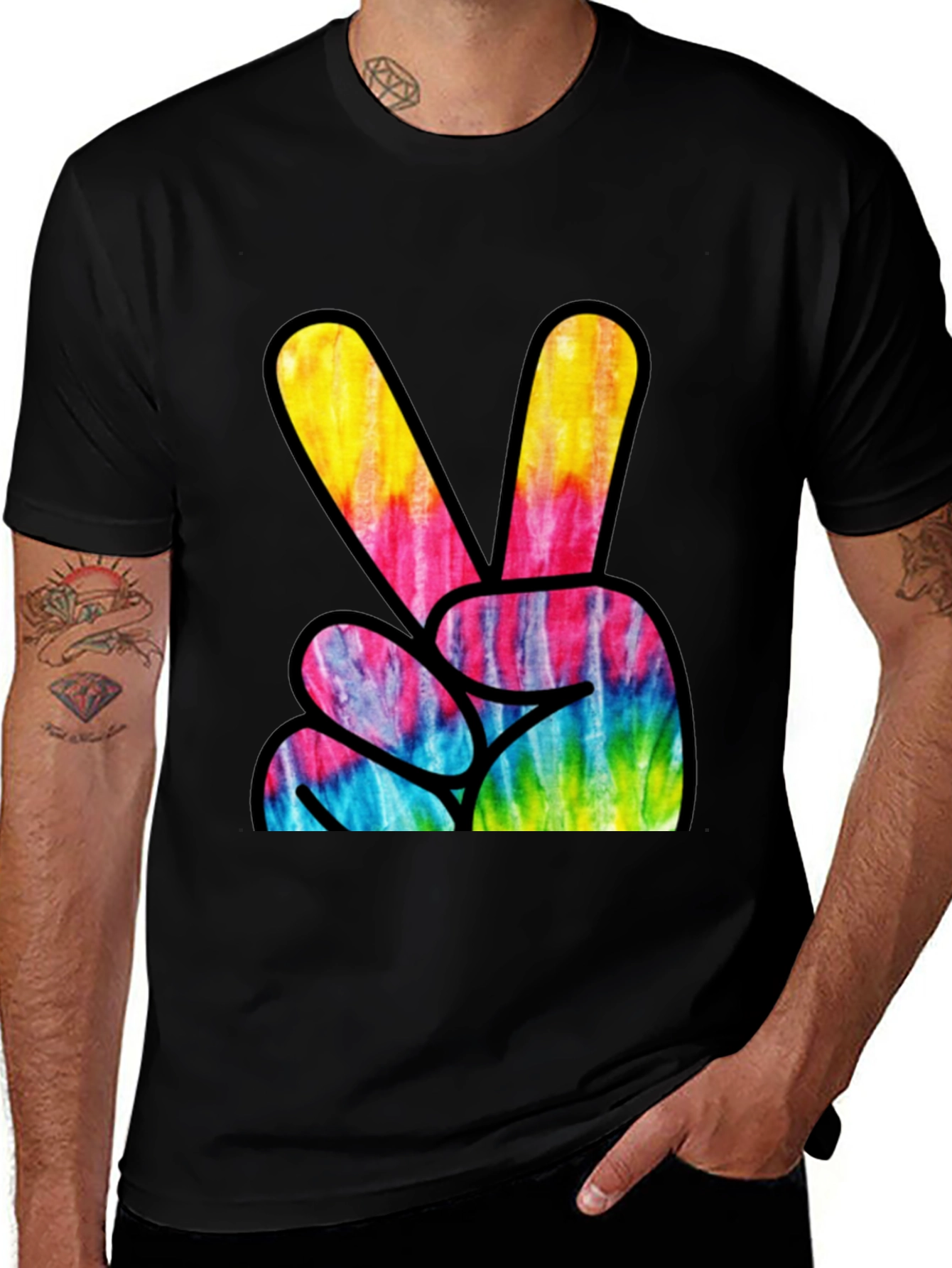 Variant 19 of Tie-Dye Peace Sign Graphic Tee