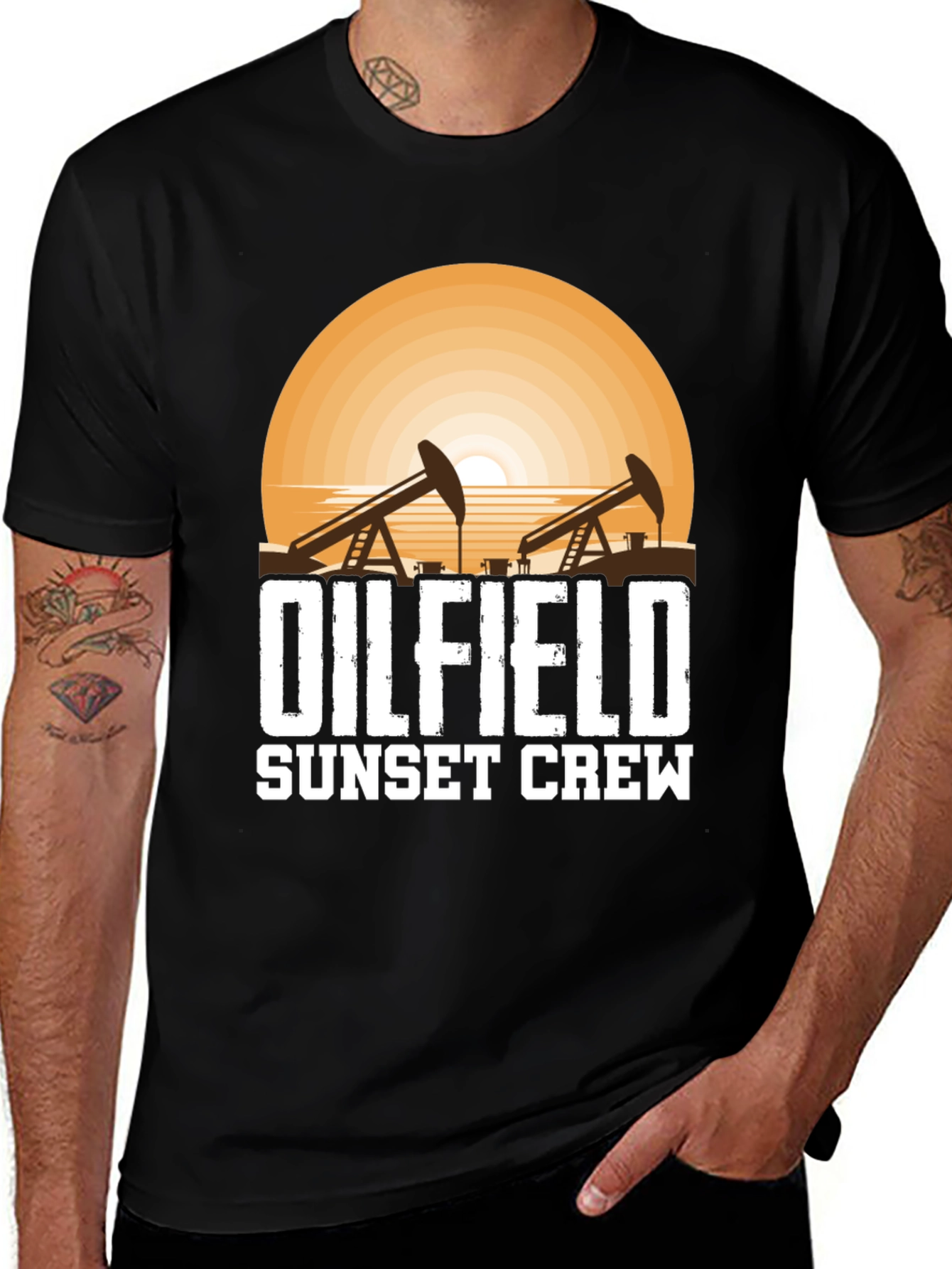 Variant 28 of Oilfield Sunset Crew Graphic Tee