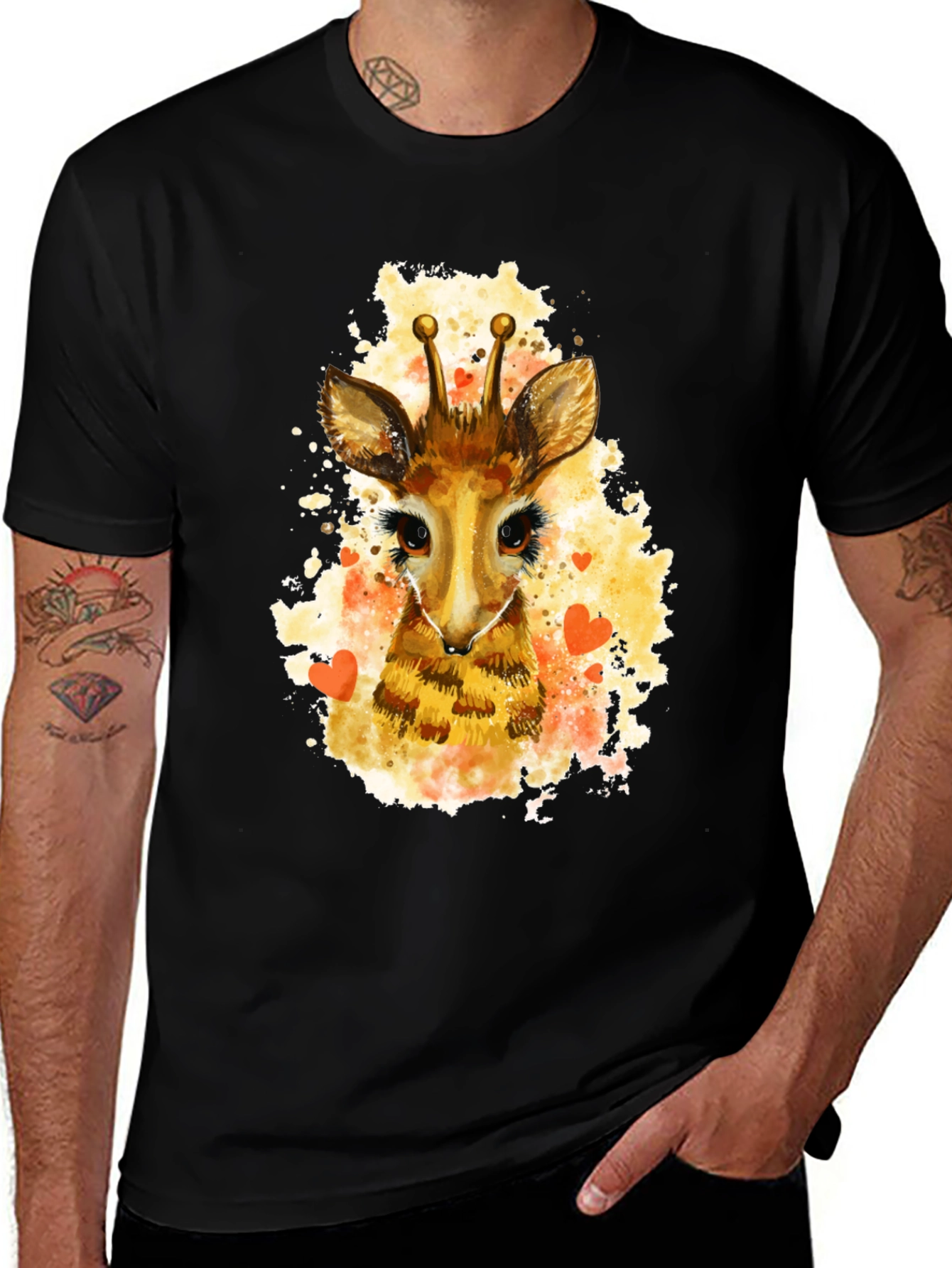 Variant 7 of Giraffe Watercolor Graphic Tee