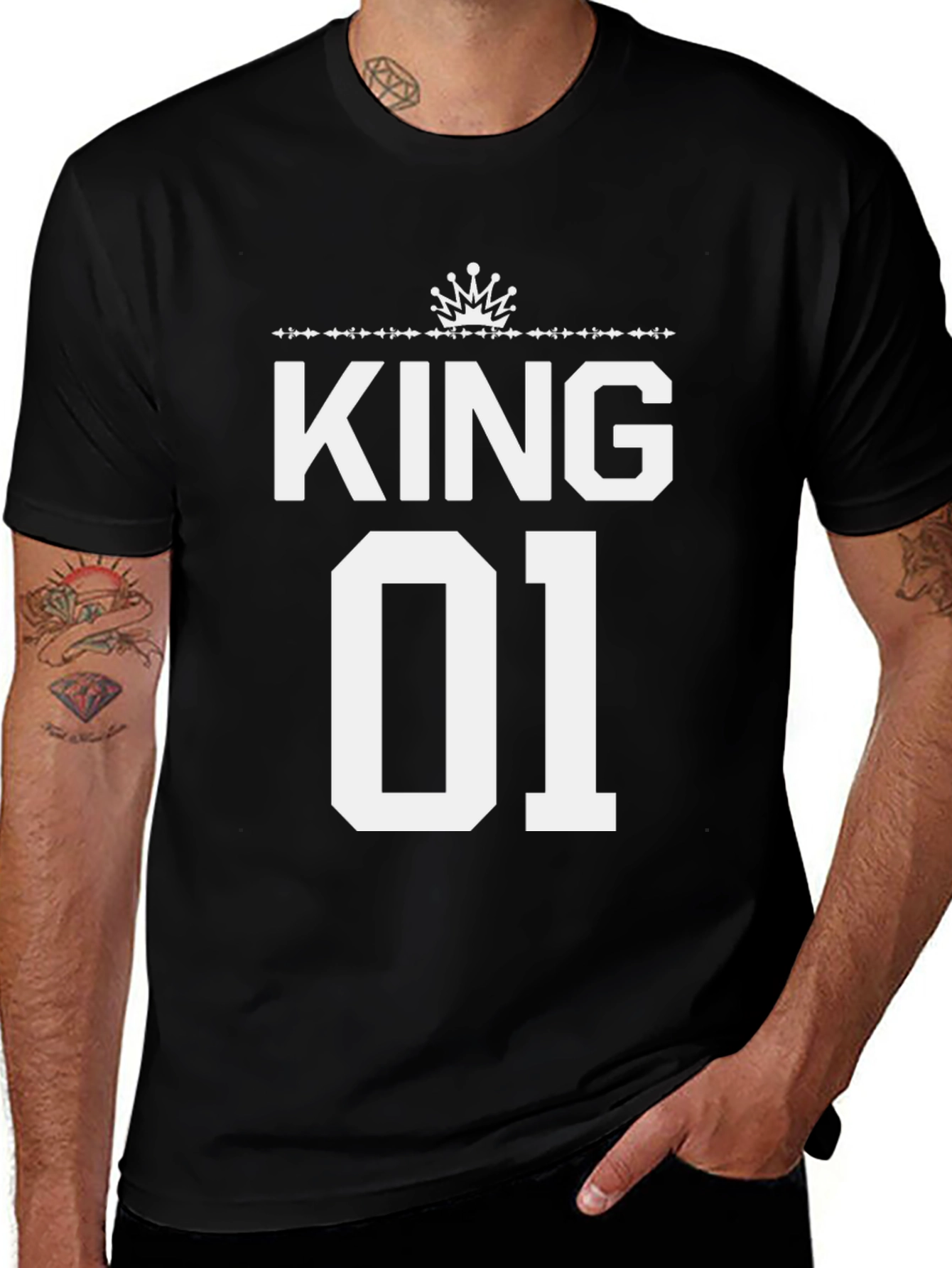 King 01 Black Crew Neck Graphic Tee