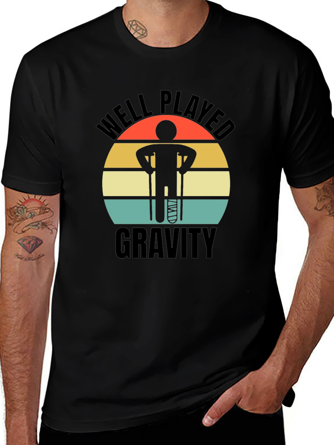 Variant 8 of Well Played Gravity T-Shirt - Funny Broken Leg Tee