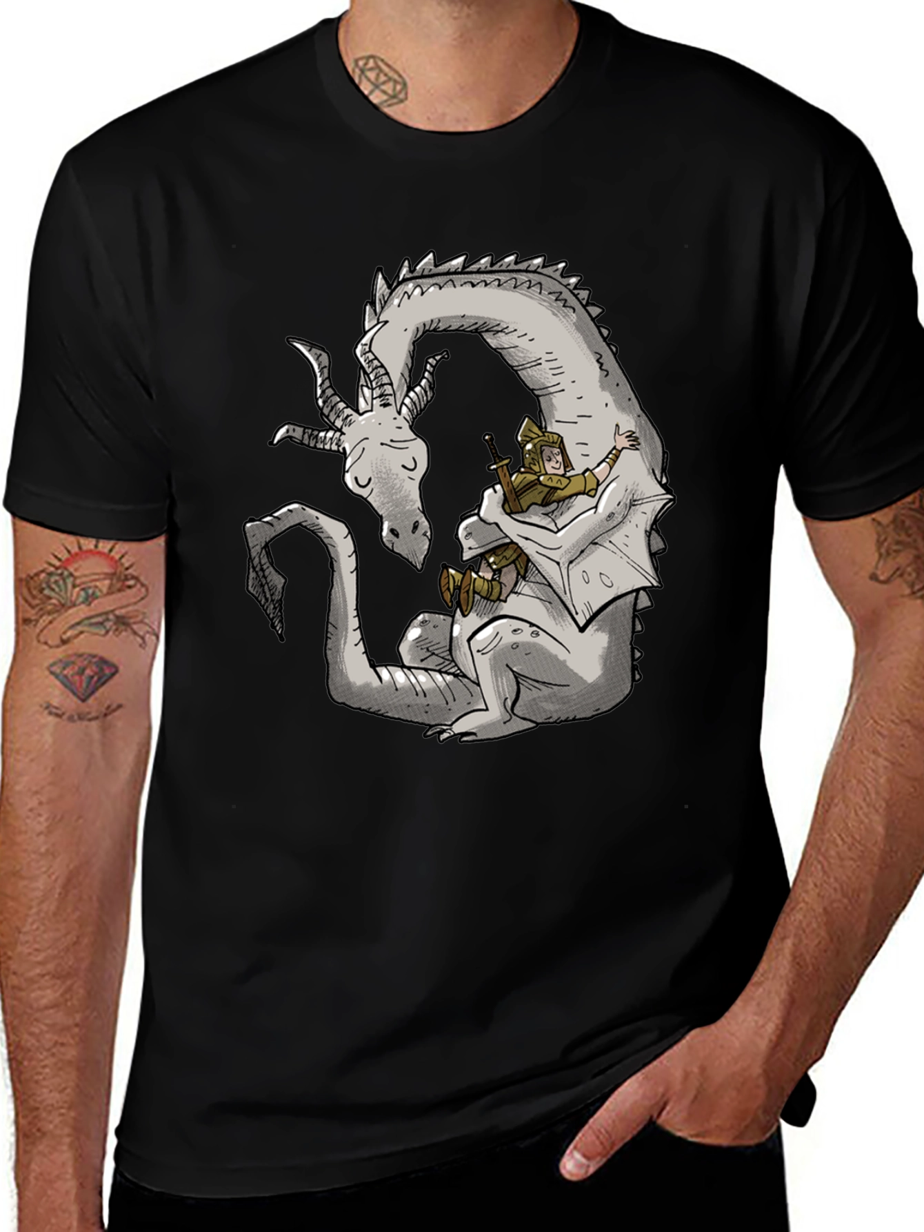 Variant 15 of Dragon and Knight T-Shirt - Whimsical Graphic Tee