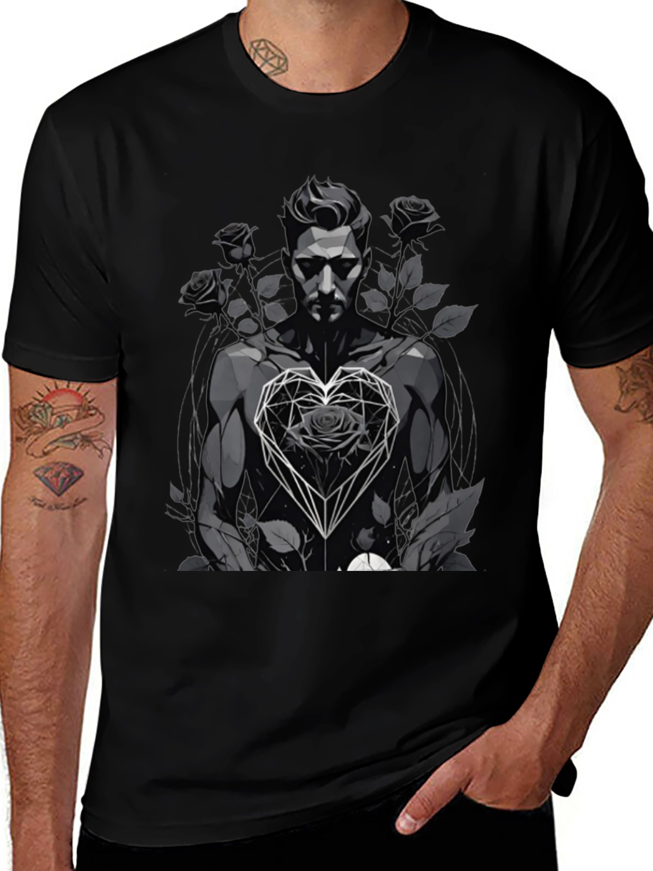 Variant 22 of Edgy Rose Heart Graphic Tee