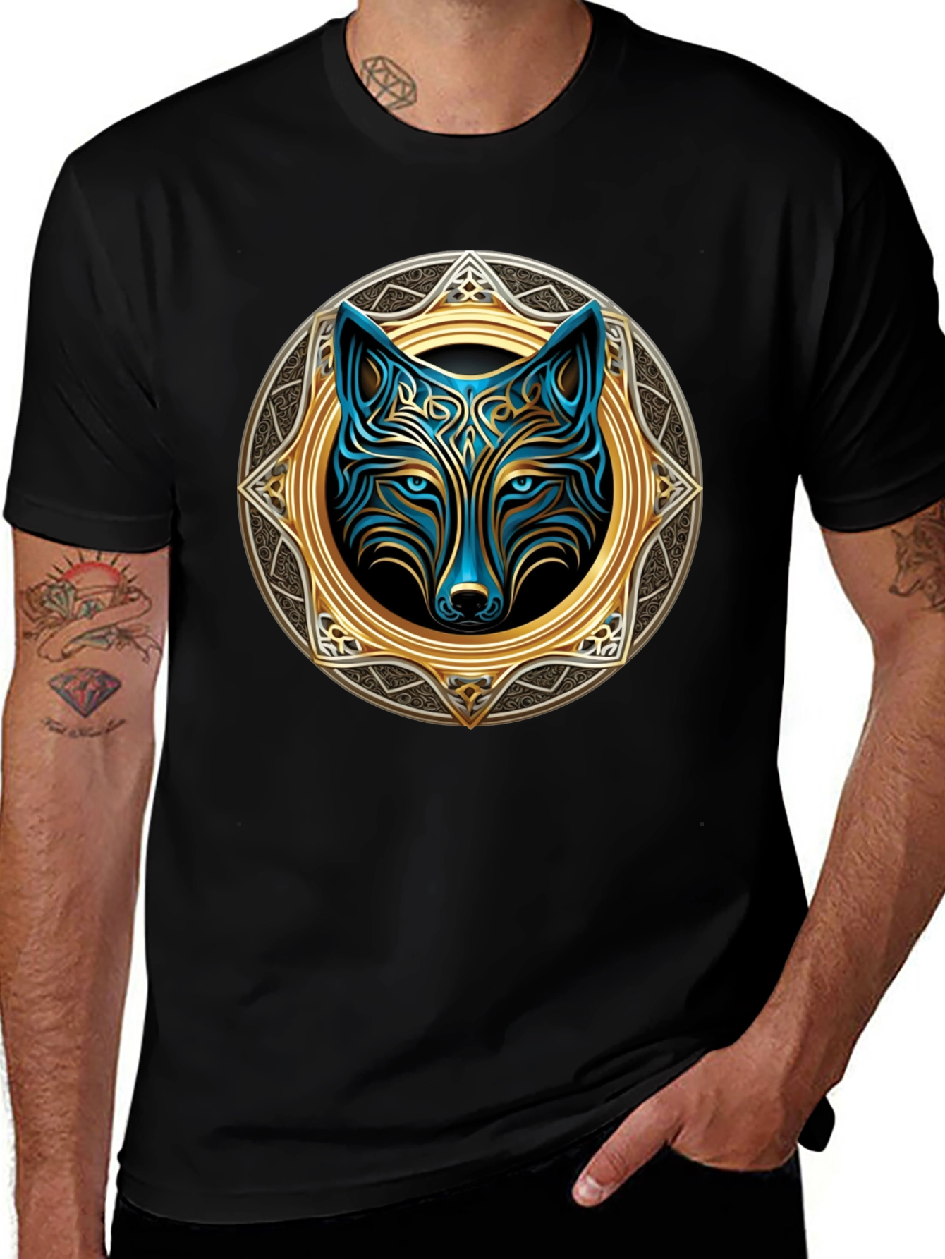 Variant 9 of Wolf Graphic Tee - Celtic Knot Style
