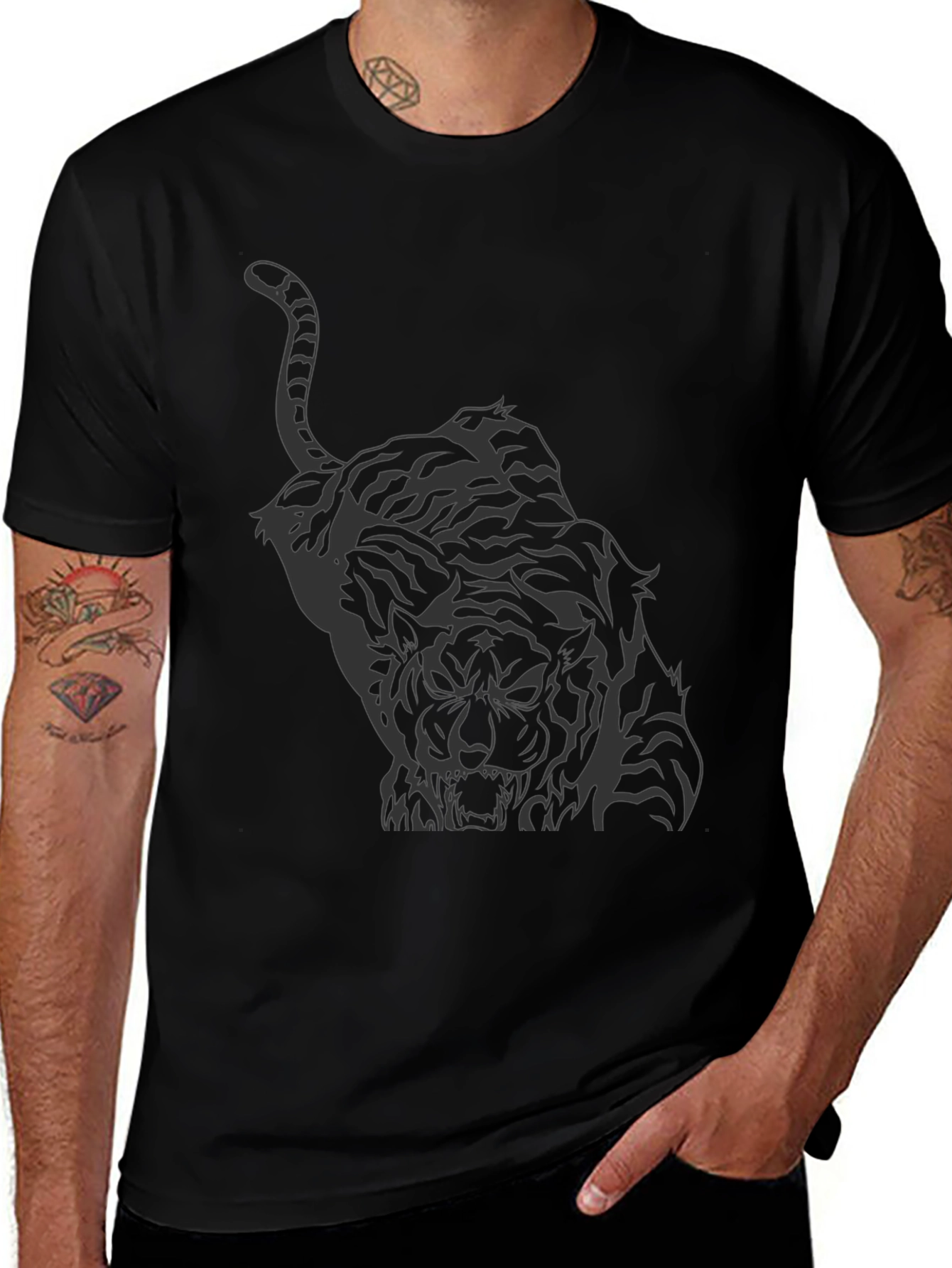 Variant 5 of Black Tiger Graphic Tee - Men's Short Sleeve Shirt
