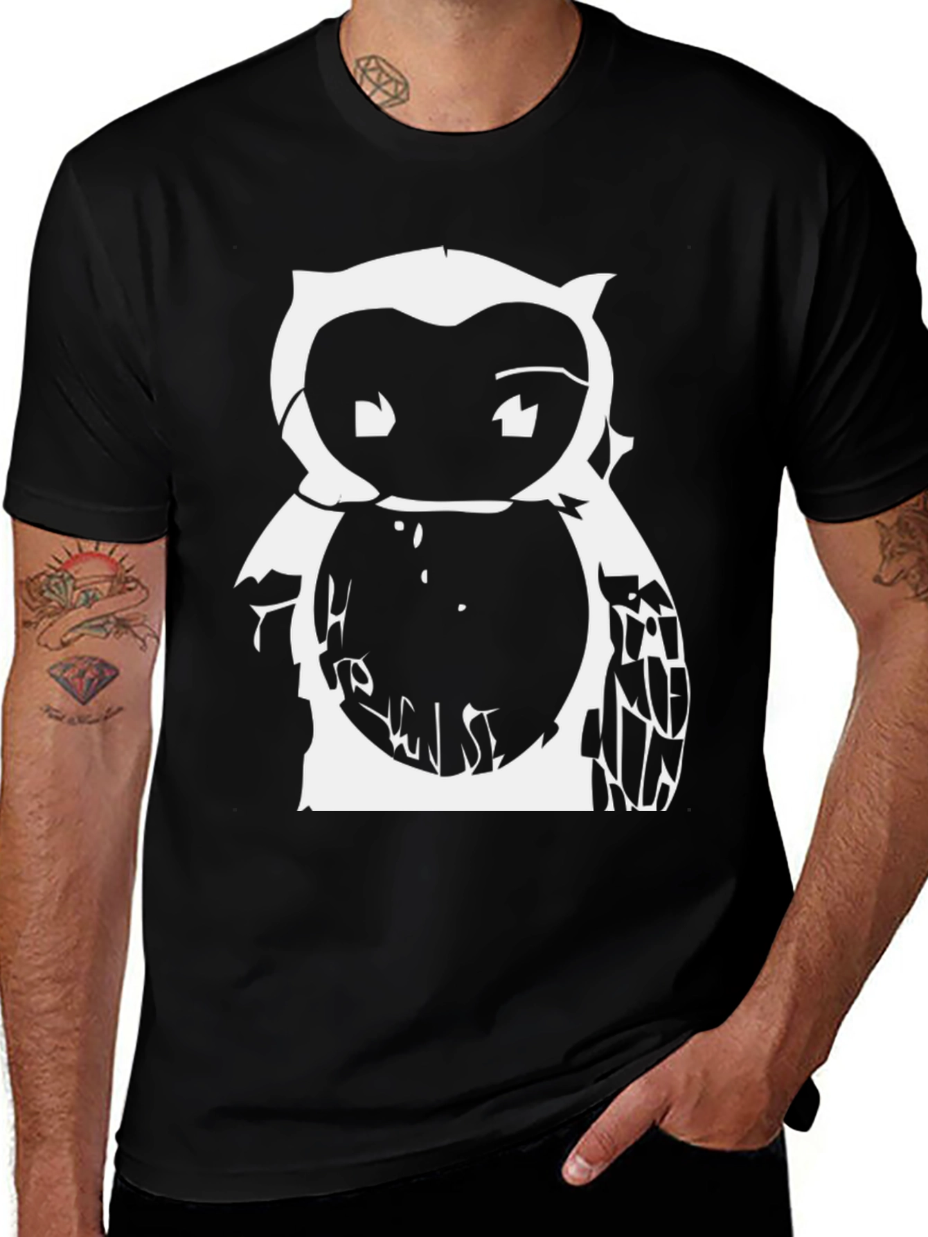Variant 11 of Owl Graphic Print Black T-Shirt