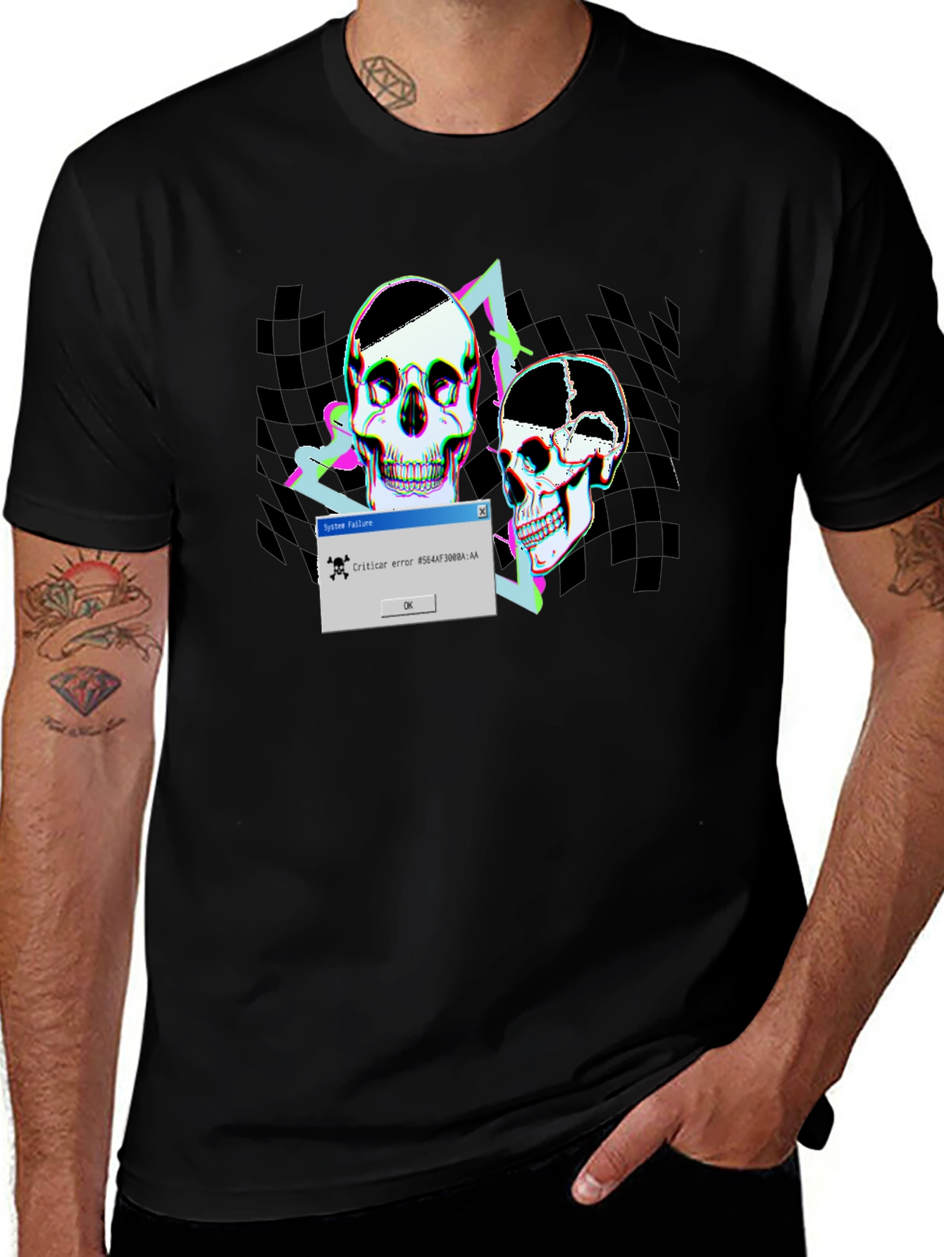 Variant 16 of Skull Glitch Black T-Shirt
