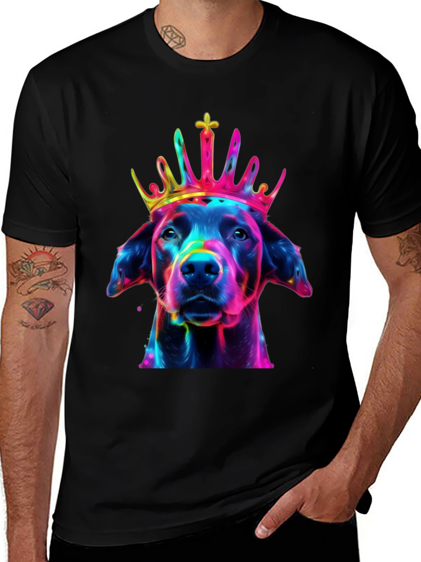 Variant 4 of Dog King T-Shirt - Vivid Graphic Print
