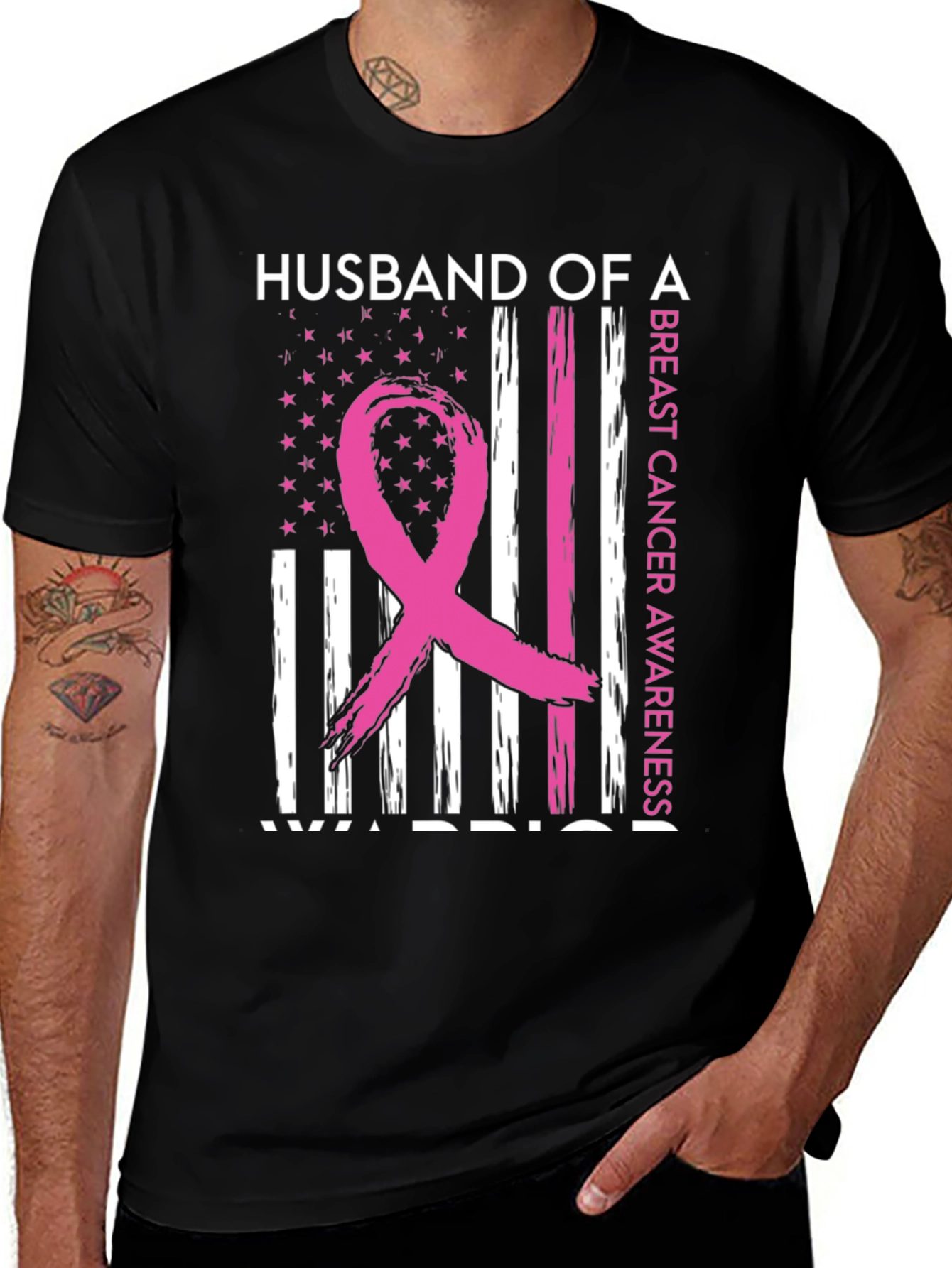 Variant 20 of Husband of a Warrior Breast Cancer Awareness T-Shirt