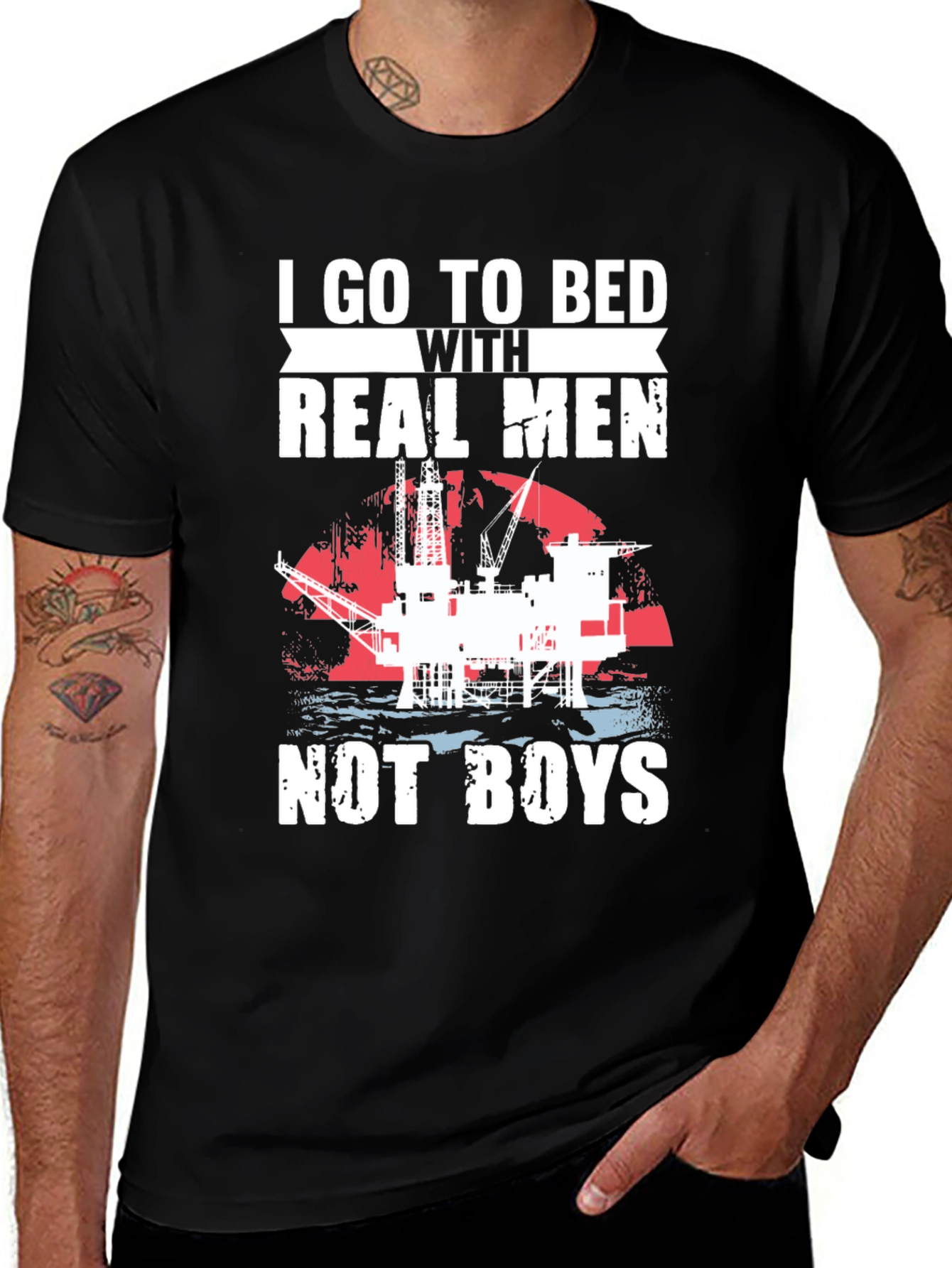 Variant 21 of I Go to Bed with Real Men Graphic Tee