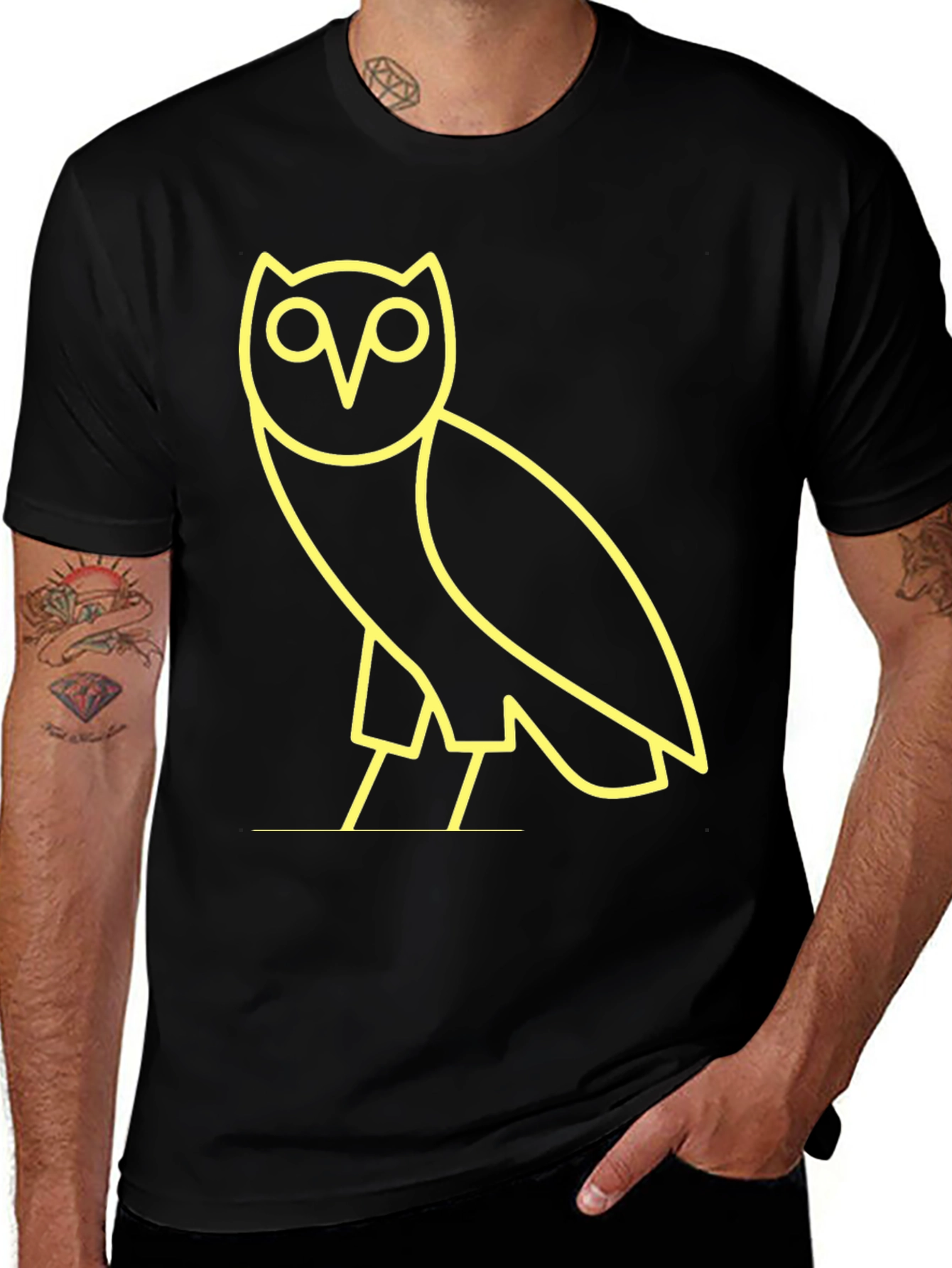 Variant 15 of Modern Owl Graphic Tee - Black
