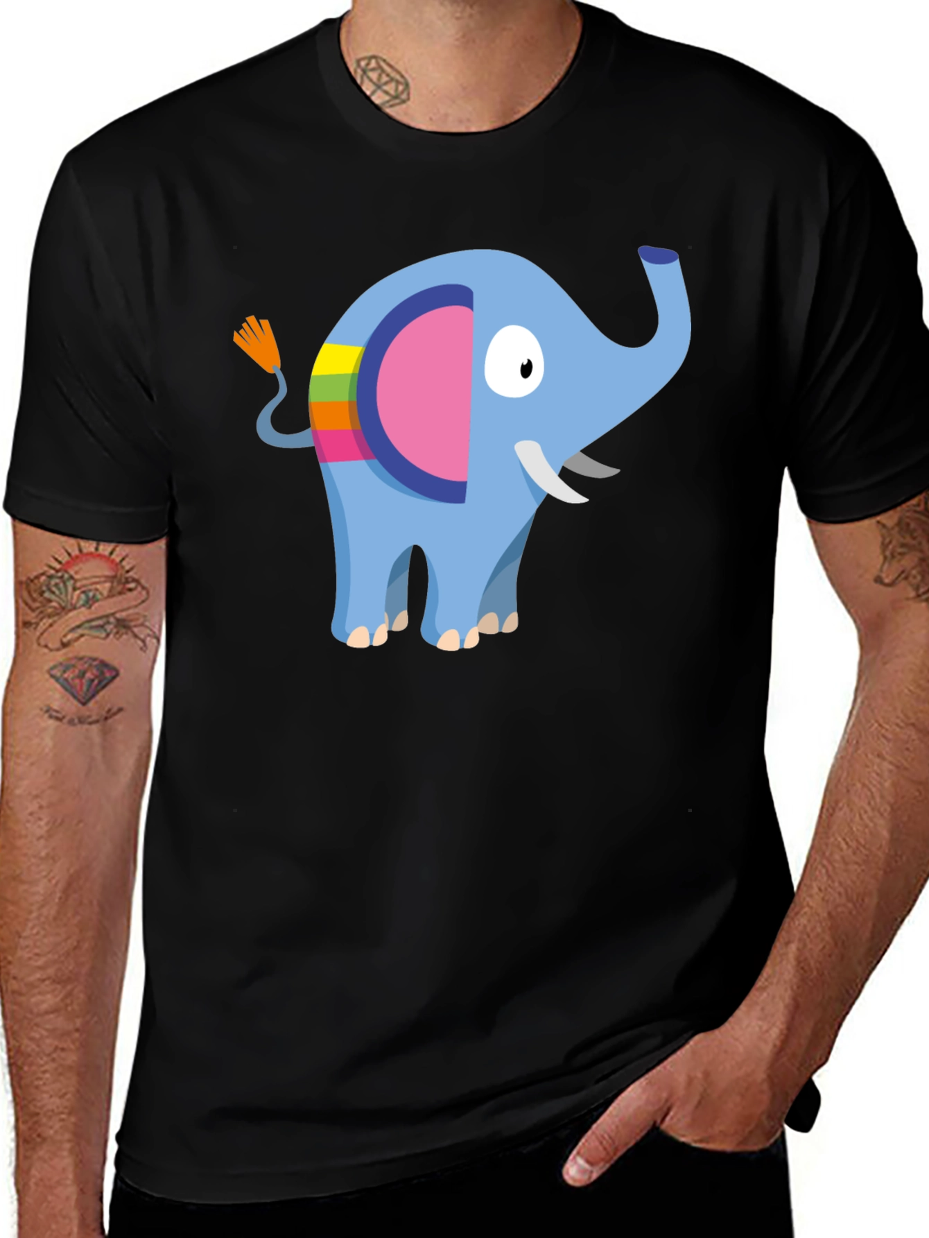 Elephant Graphic Tee - Black Cotton Blend