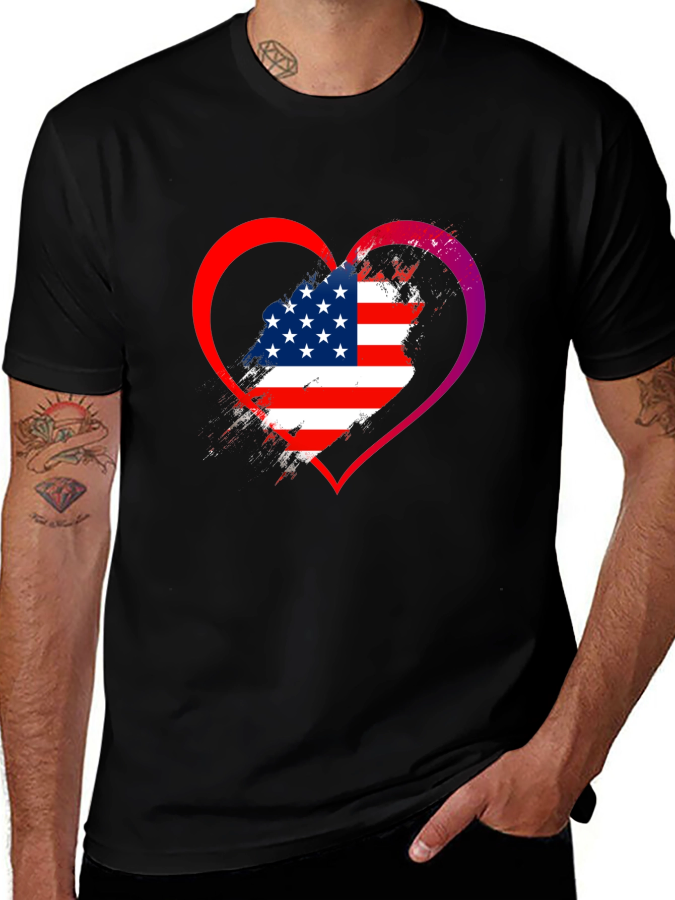 Variant 14 of USA Flag Heart Graphic T-Shirt
