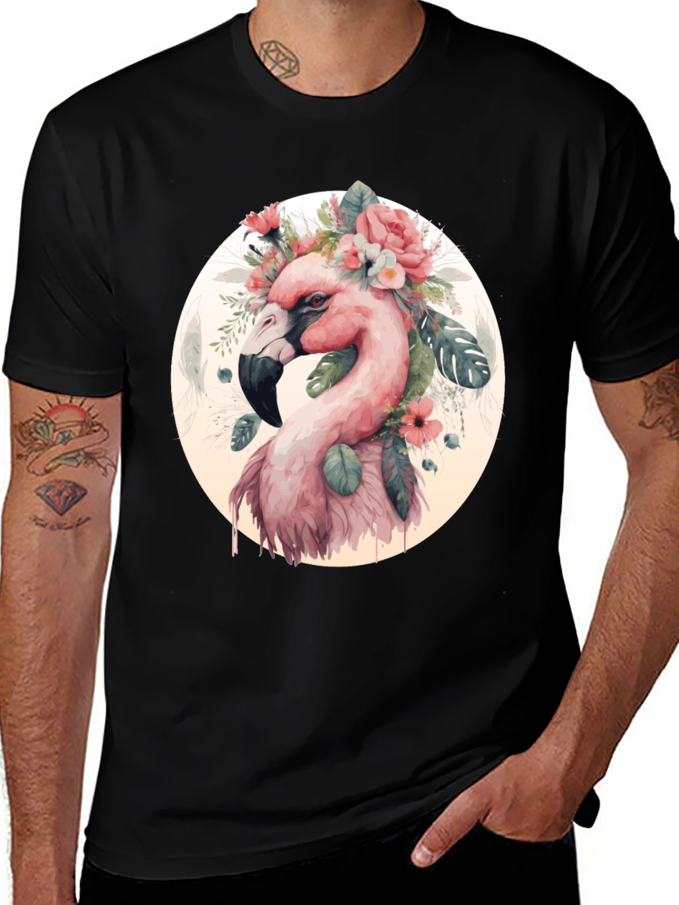 Variant 26 of Floral Flamingo Graphic Tee