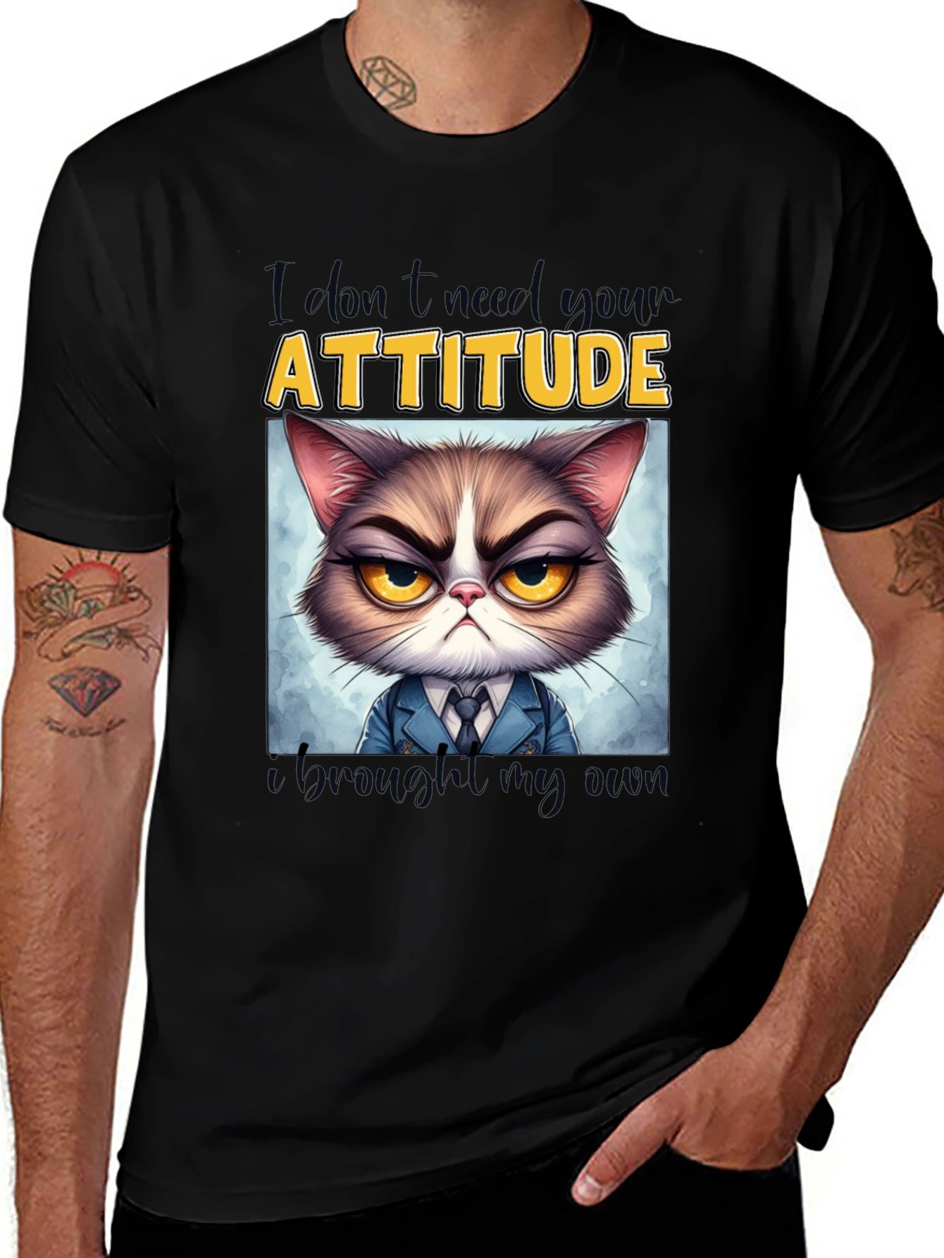 Variant 20 of Grumpy Cat Attitude T-Shirt - Funny Graphic Tee