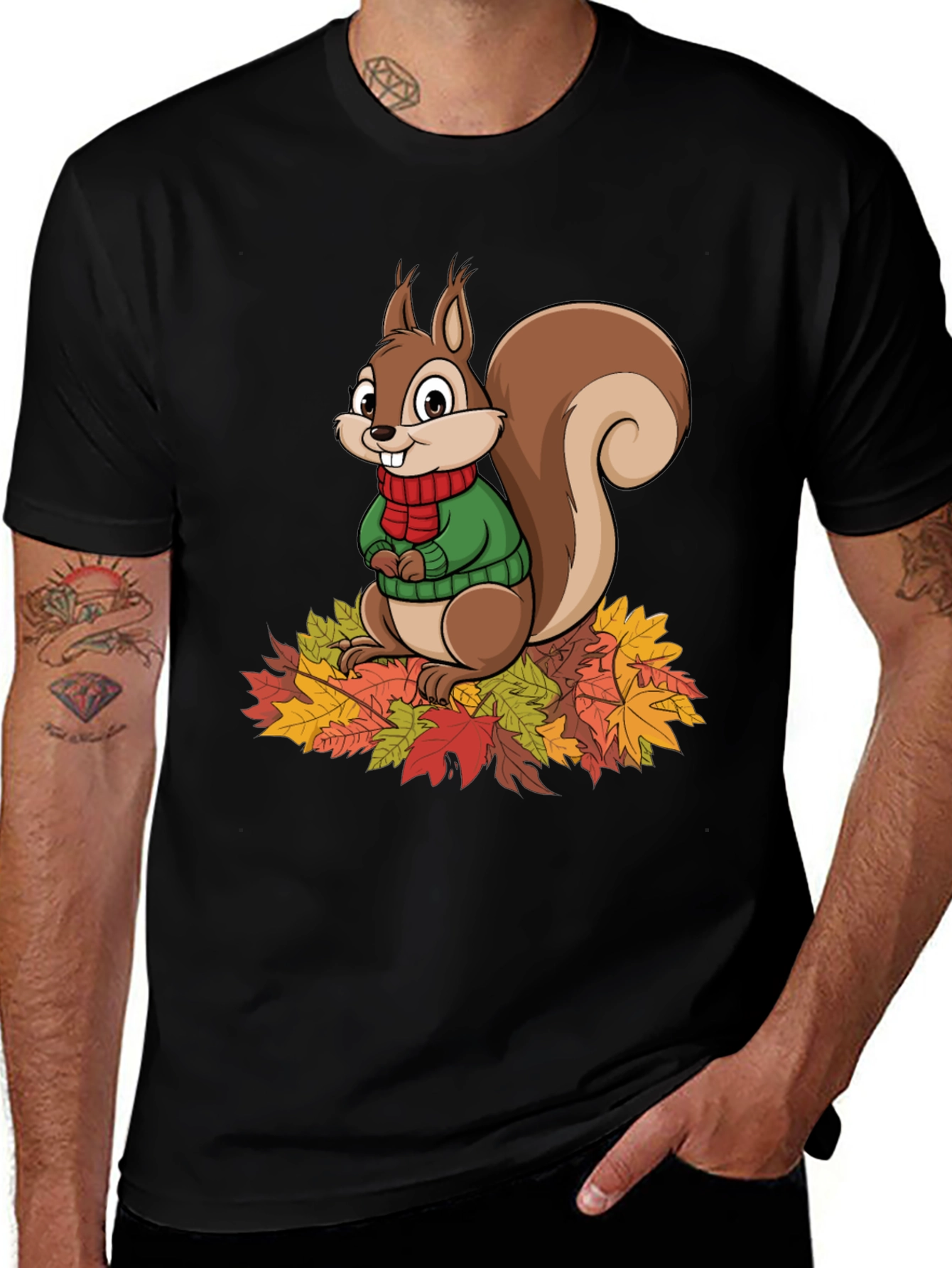 Variant 29 of Squirrel Autumn Leaves Graphic T-Shirt