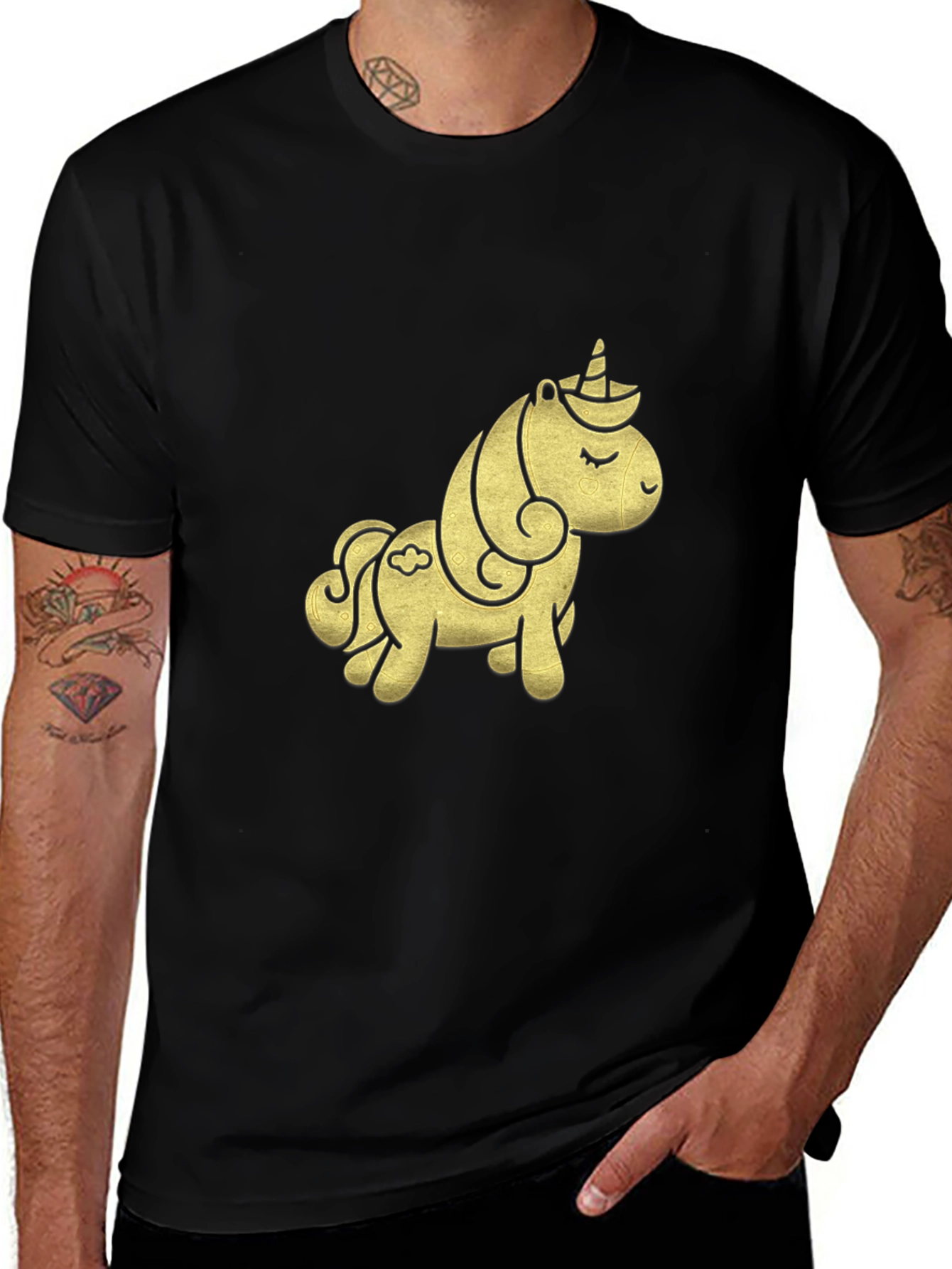 Variant 9 of Unicorn Graphic Tee - Men's Black T-Shirt