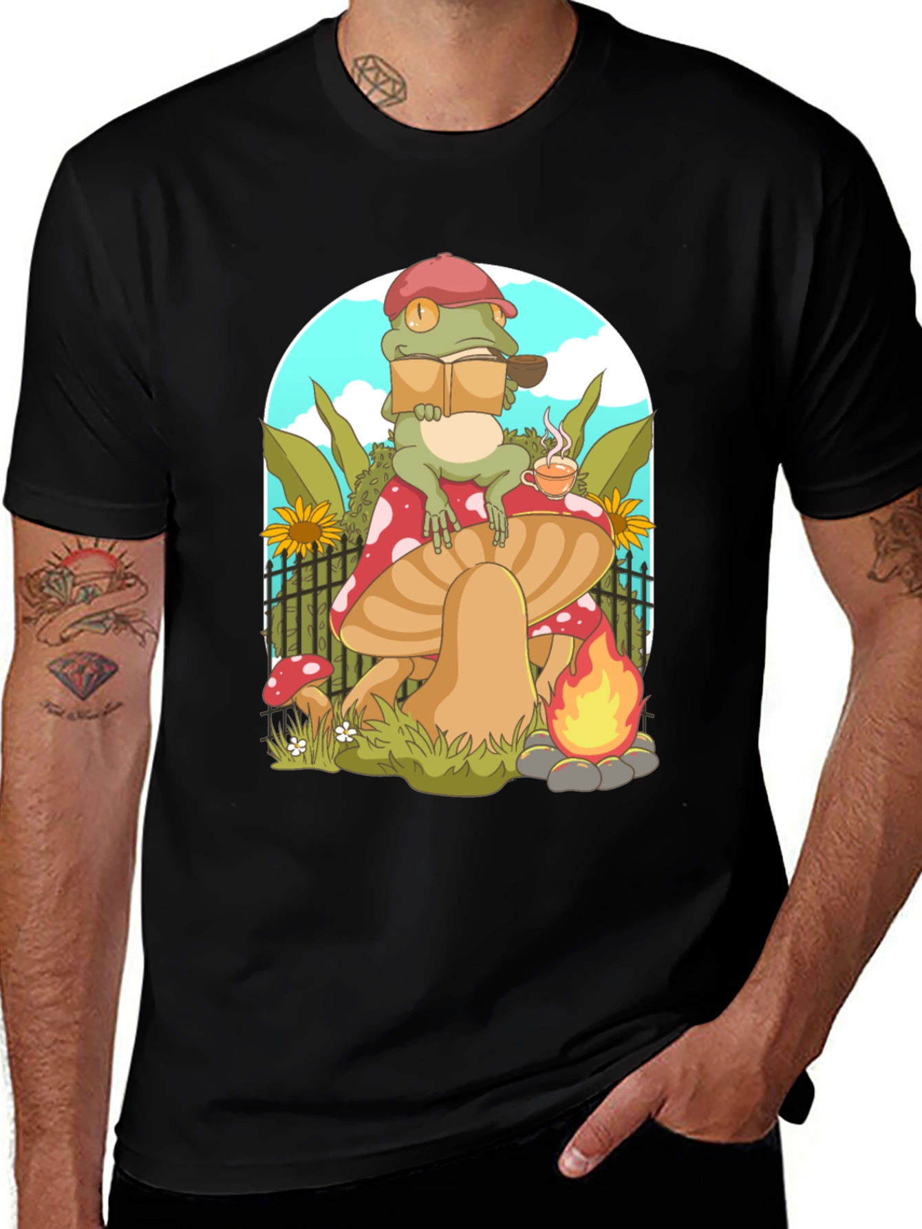 Variant 12 of Frog Reading Book Mushroom T-Shirt