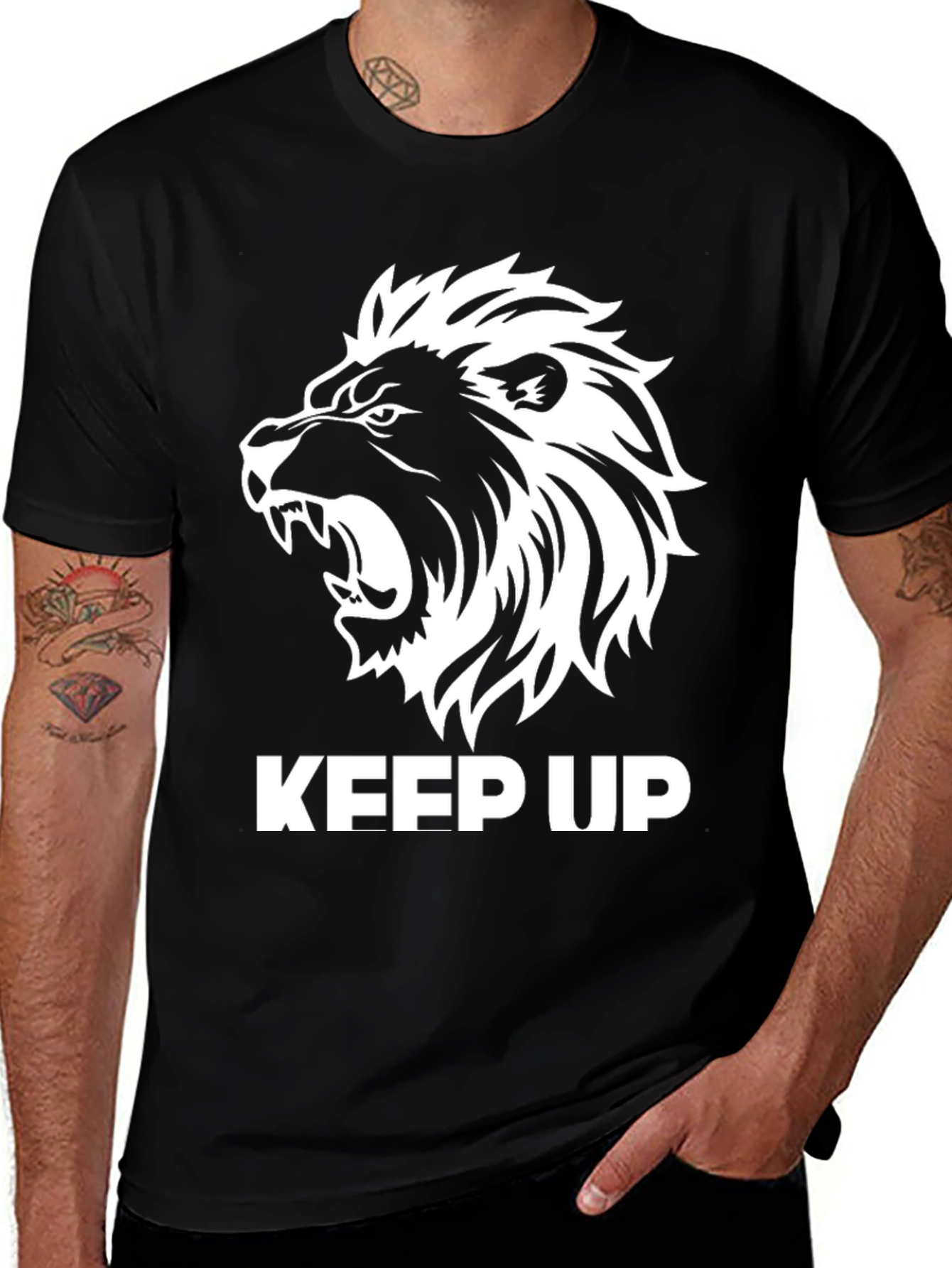 Variant 19 of Keep Up Lion Graphic Tee - Men's Black T-Shirt