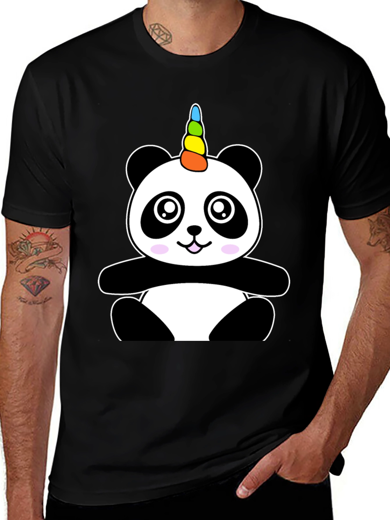 Unicorn Panda Black T-Shirt