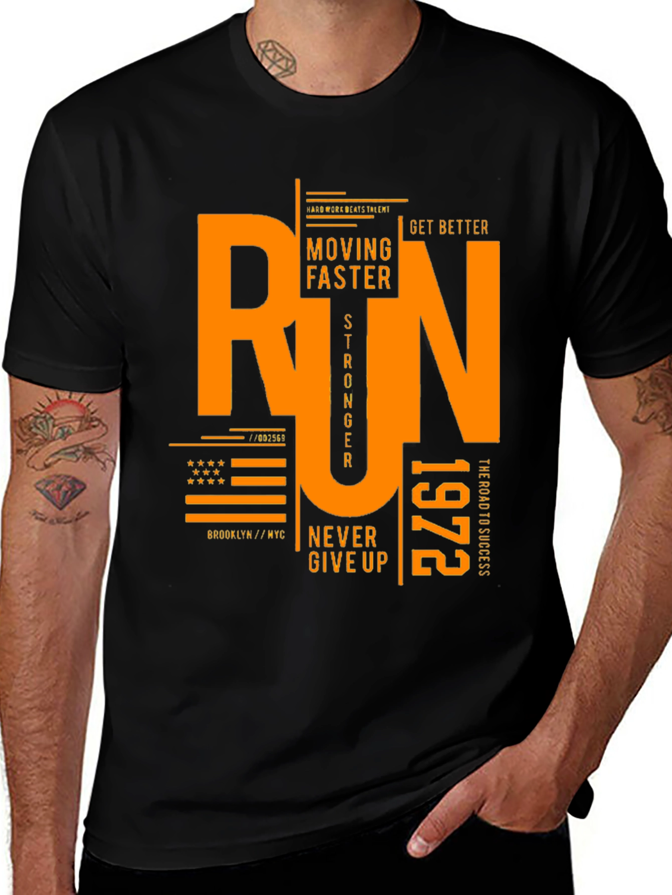 Variant 27 of Run Graphic Print Black T-Shirt
