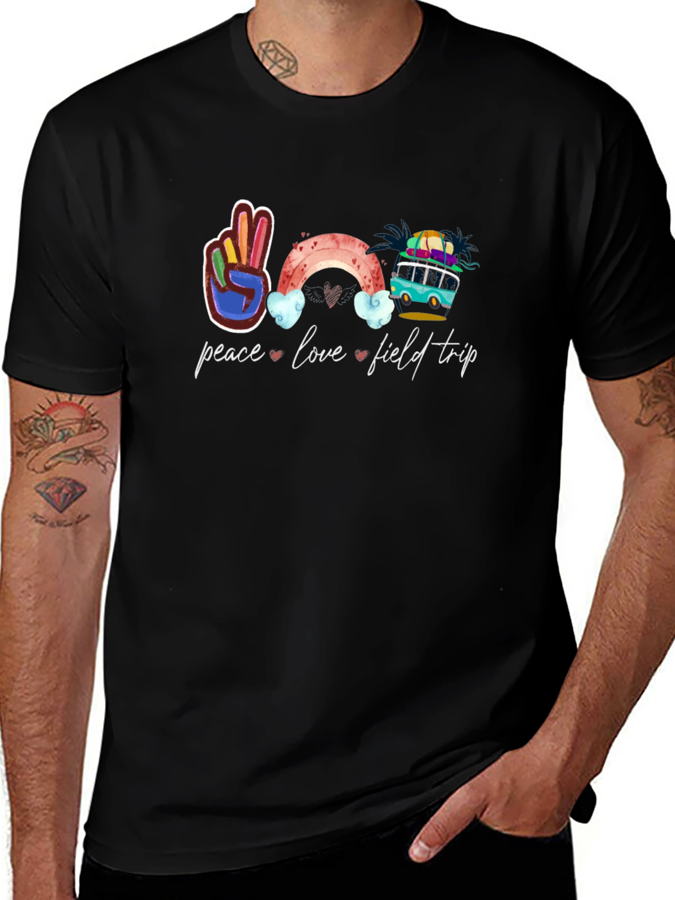 Variant 23 of Peace Love Field Trip Black T-Shirt