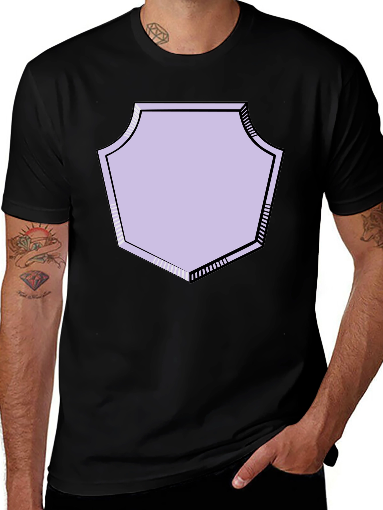Variant 29 of Graphic Tee with Geometric Shield Design