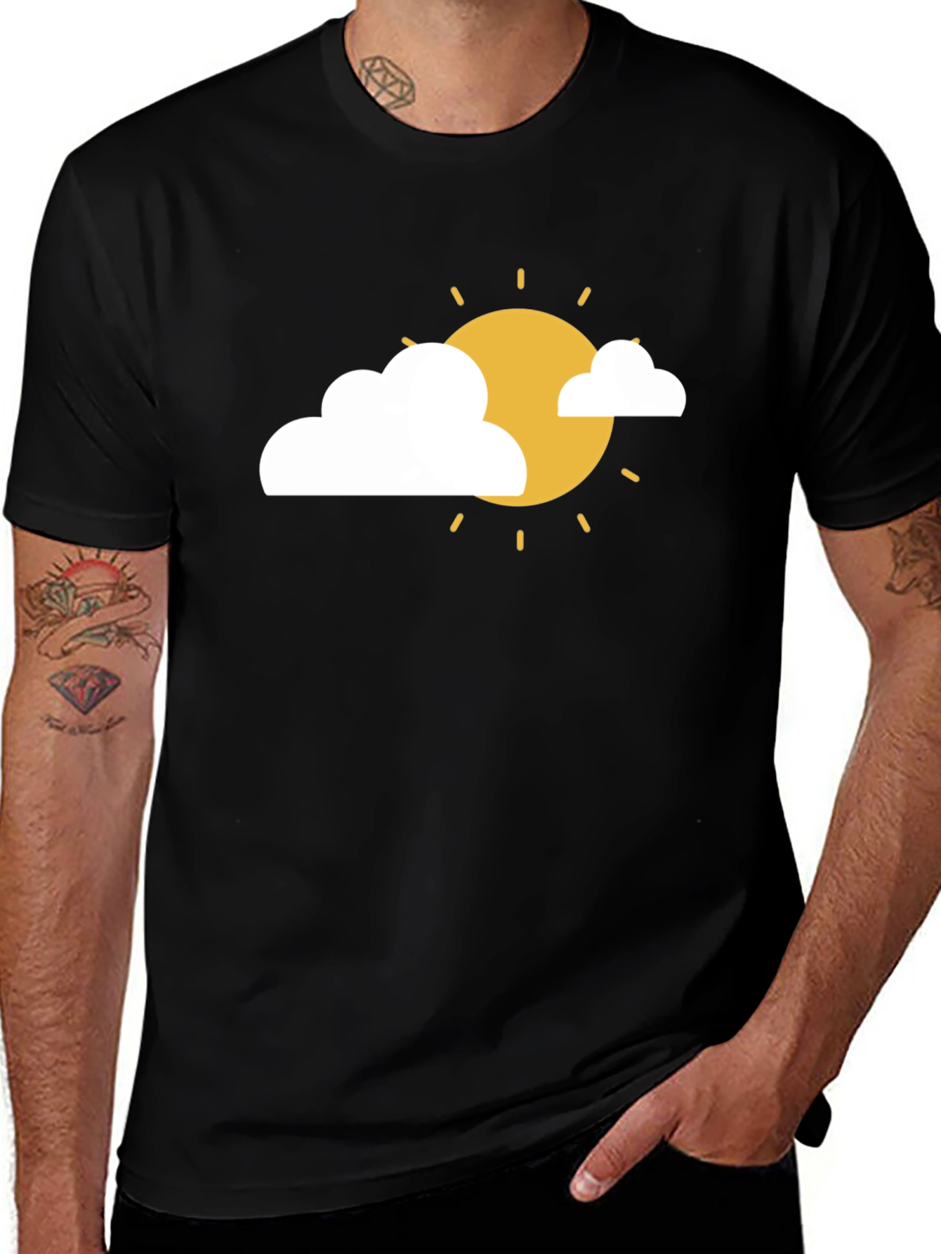 Variant 10 of Sunny Day Graphic Tee - Black Cotton T-Shirt
