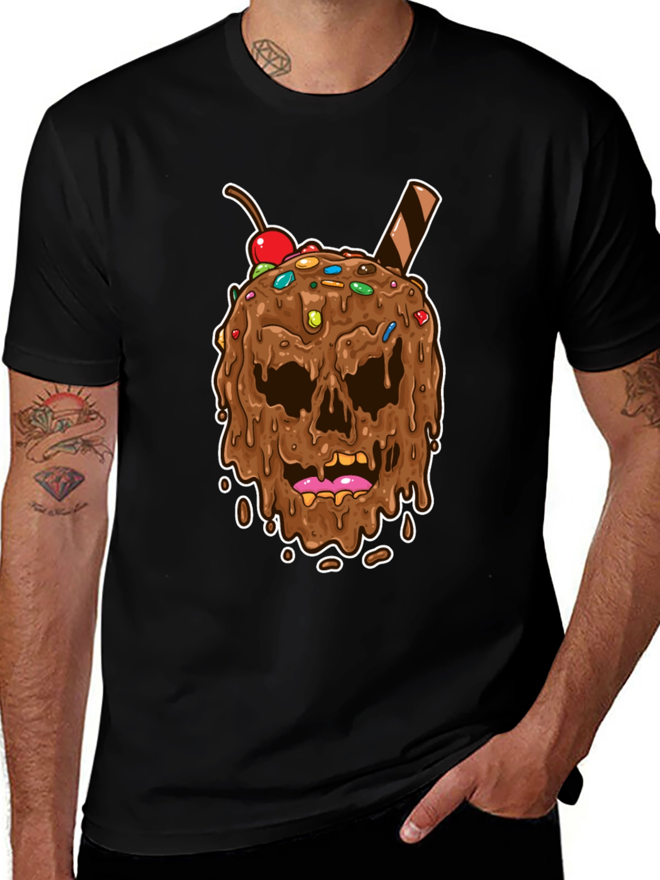 Variant 18 of Skull Ice Cream Graphic Tee - Novelty Design