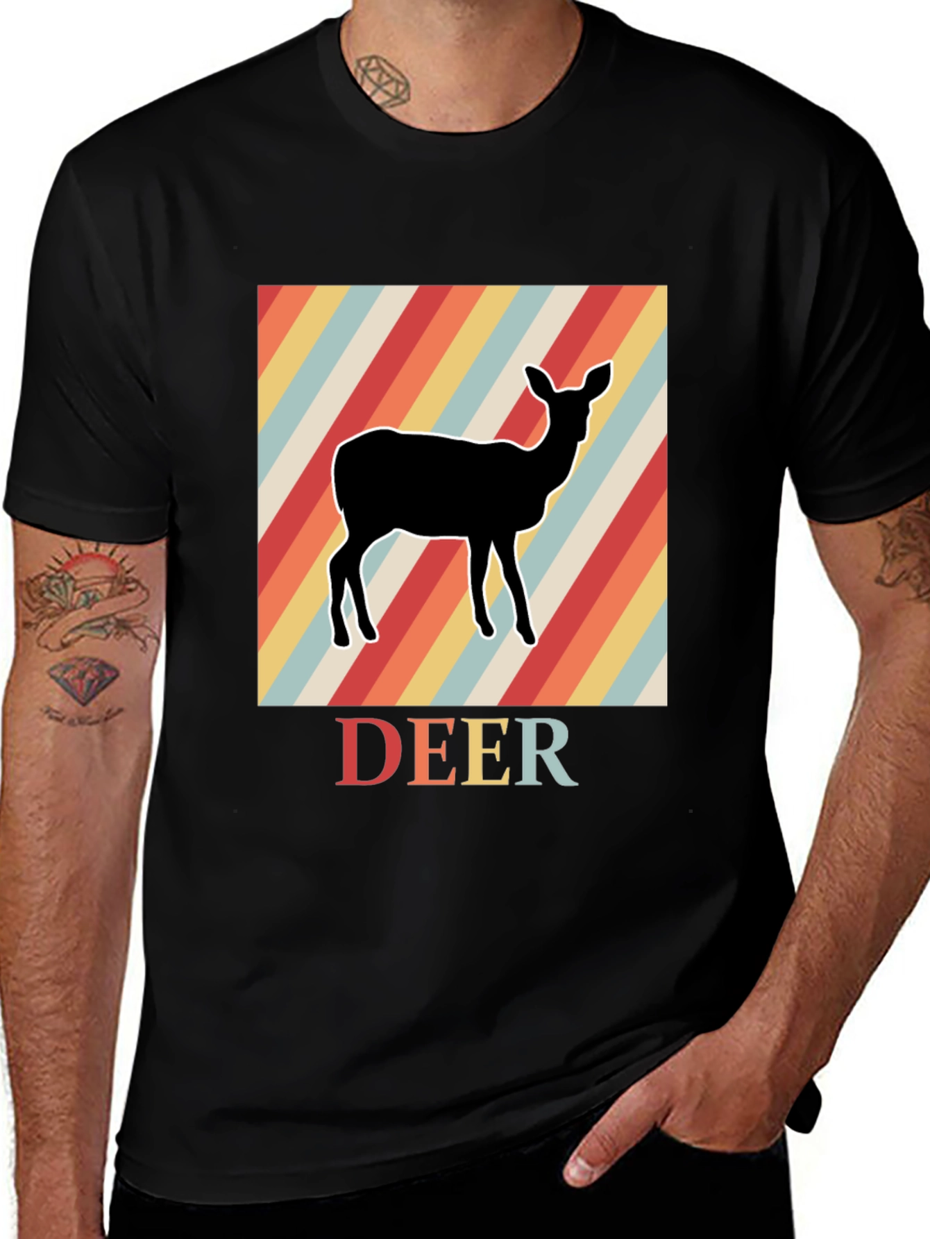 Variant 3 of Retro Deer Graphic Tee - Unisex Cotton T-Shirt